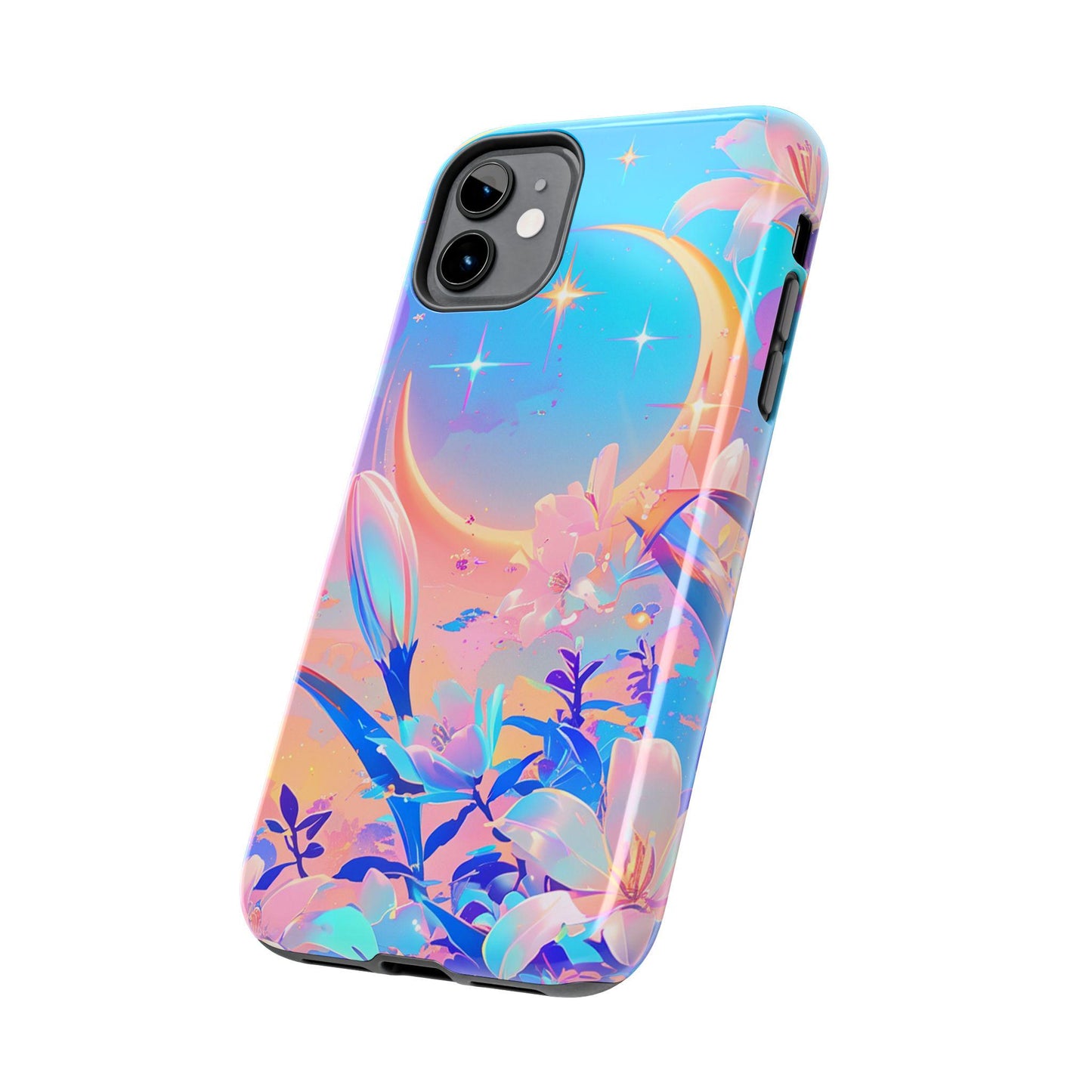 Pastel Crescent Moon phone case | dreamy floral celestial iPhone cover