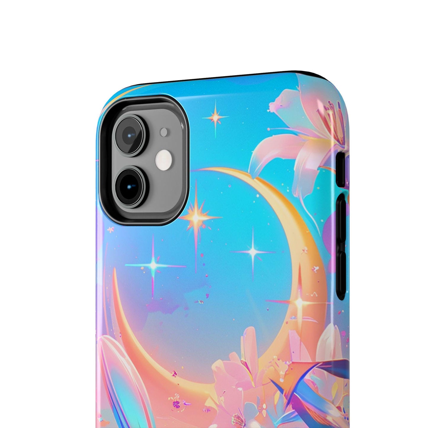 Pastel Crescent Moon phone case | dreamy floral celestial iPhone cover