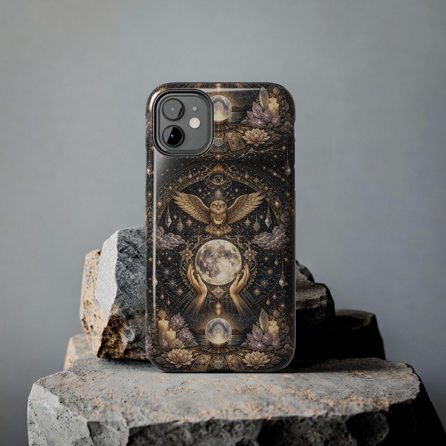 Celestial Owl Oracle Moon Phone Case, Crystal Ball Mystic Witch Case iPhone cover
