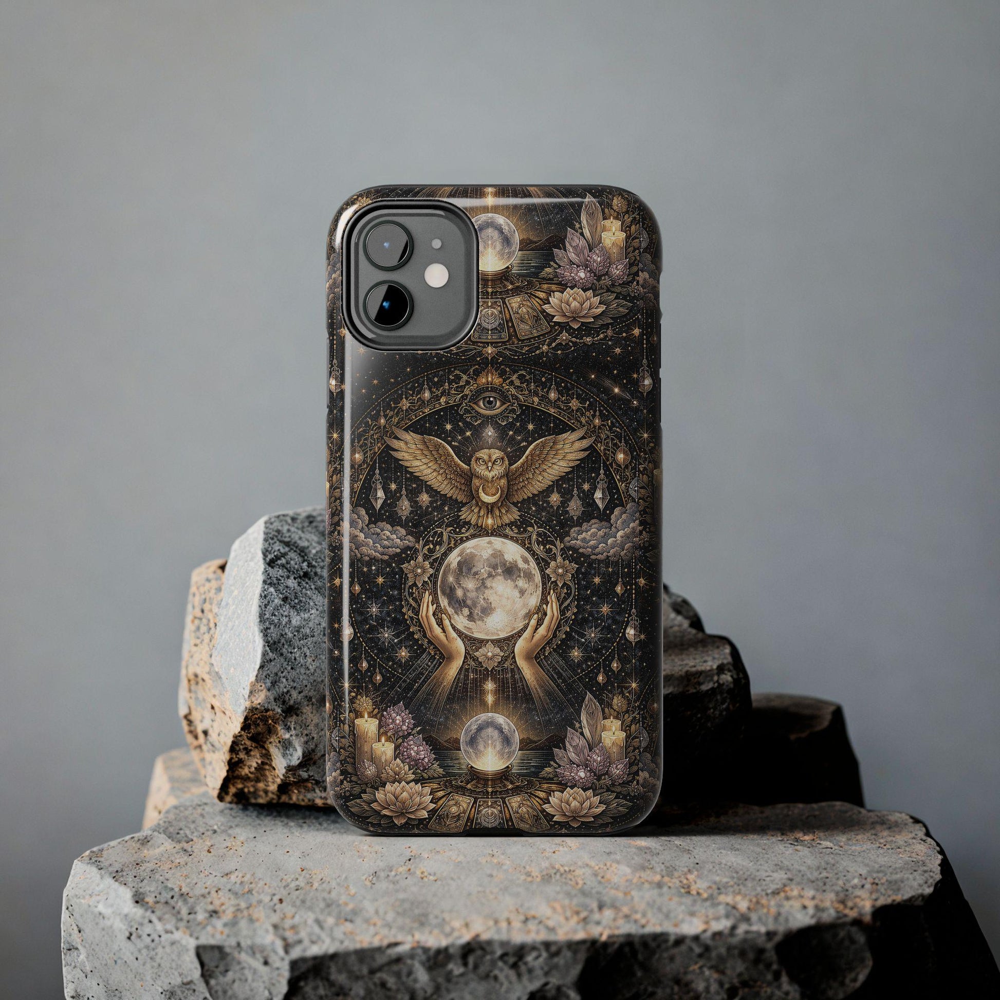 Celestial Owl Oracle Moon Phone Case, Crystal Ball Mystic Witch Case iPhone cover