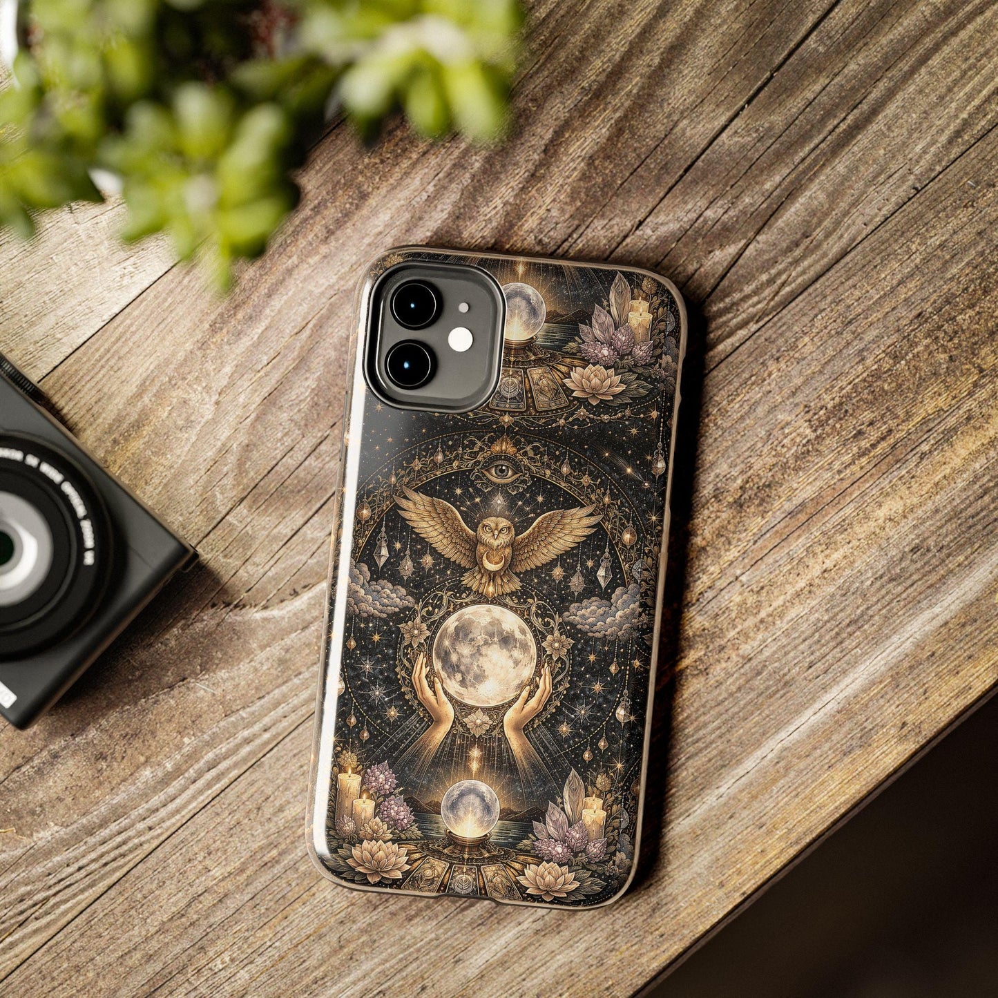 Celestial Owl Oracle Moon Phone Case, Crystal Ball Mystic Witch Case iPhone cover