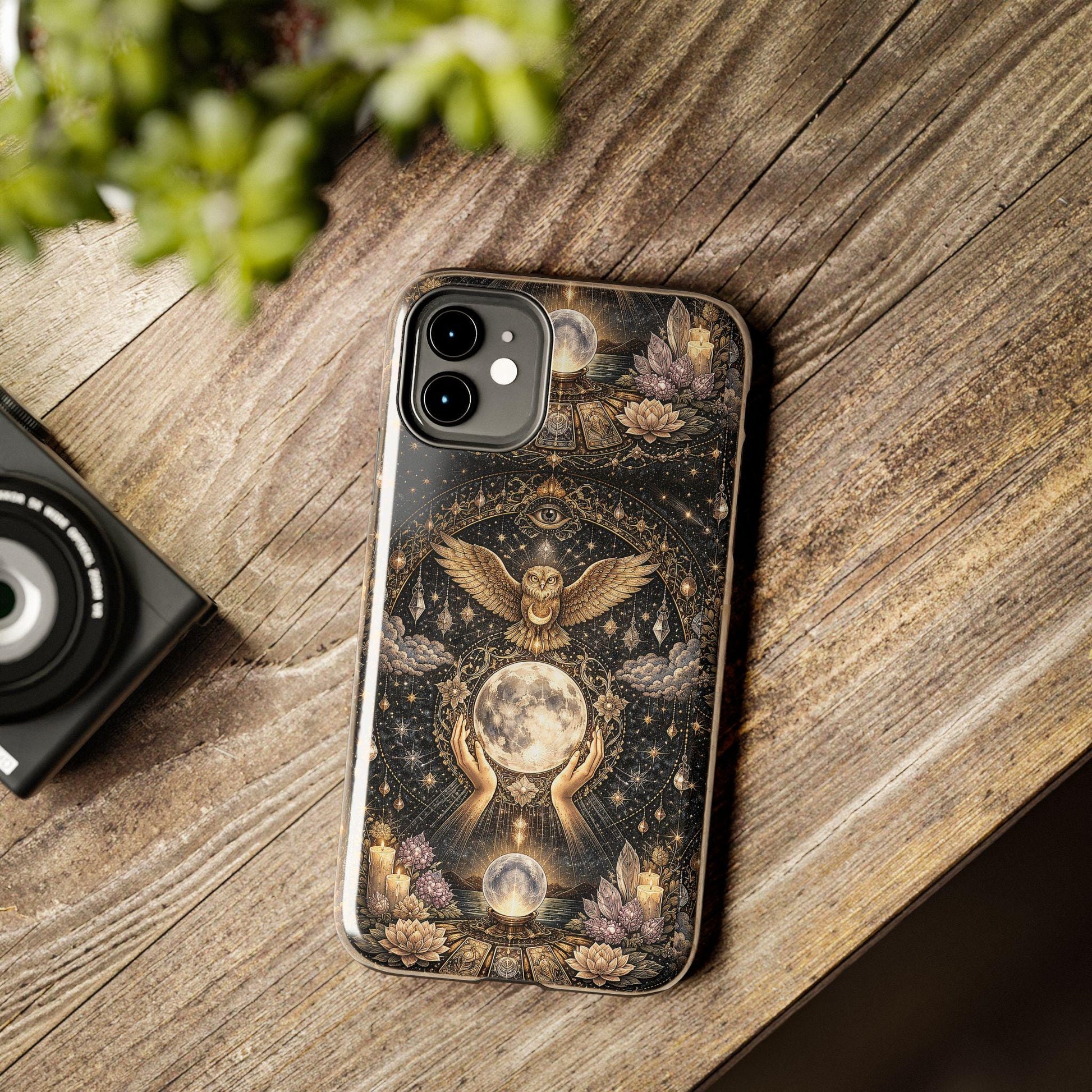 Celestial Owl Oracle Moon Phone Case, Crystal Ball Mystic Witch Case iPhone cover