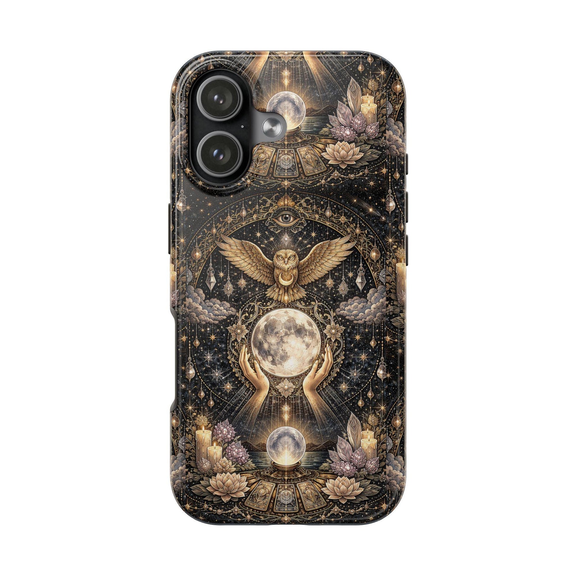 Celestial Owl Oracle Moon Phone Case, Crystal Ball Mystic Witch Case iPhone cover