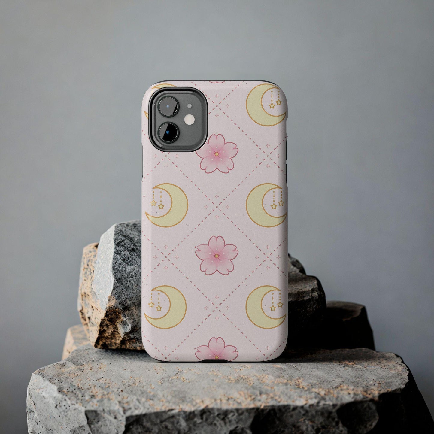 Moon Floral Phone Case, Pink Celestial iPhone cover