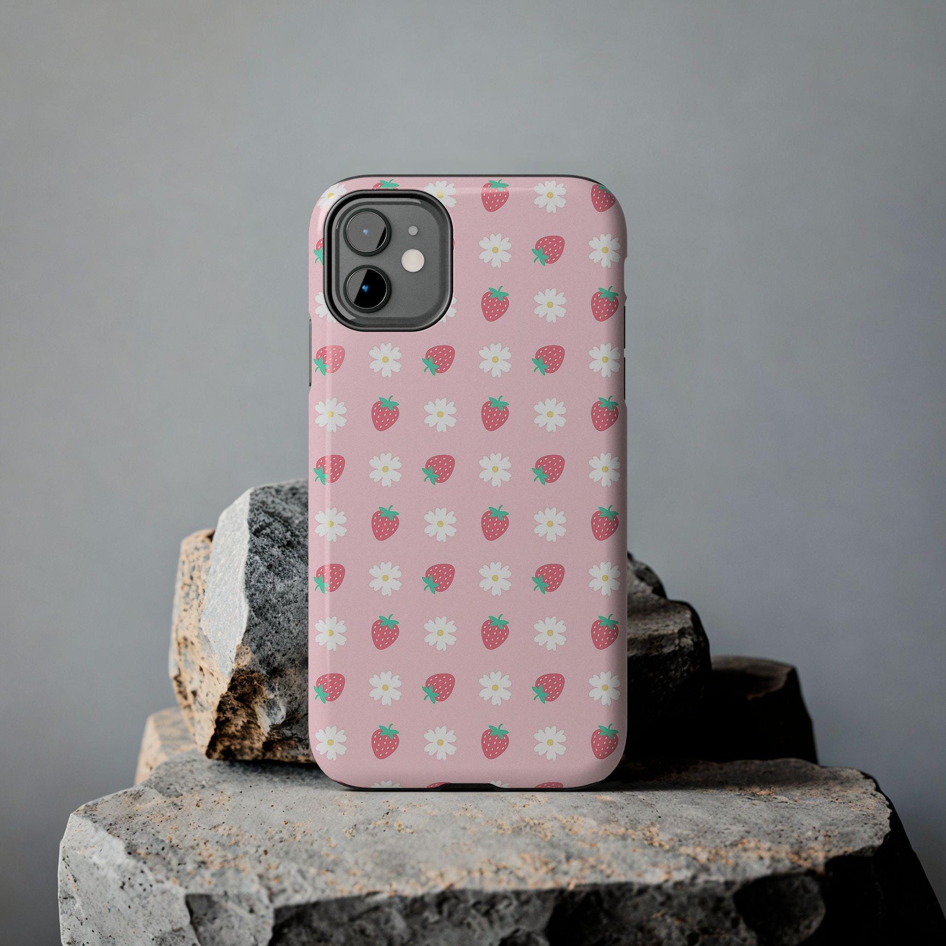 Strawberry Daisy Phone Case, Pink Cute iPhone cover