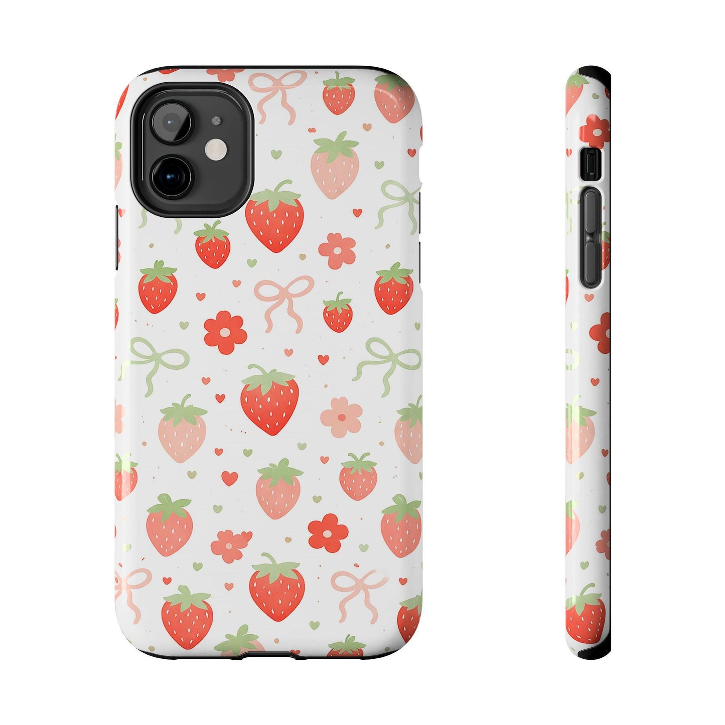 Strawberry Daisy Phone Case, Pink Cute iPhone Cover