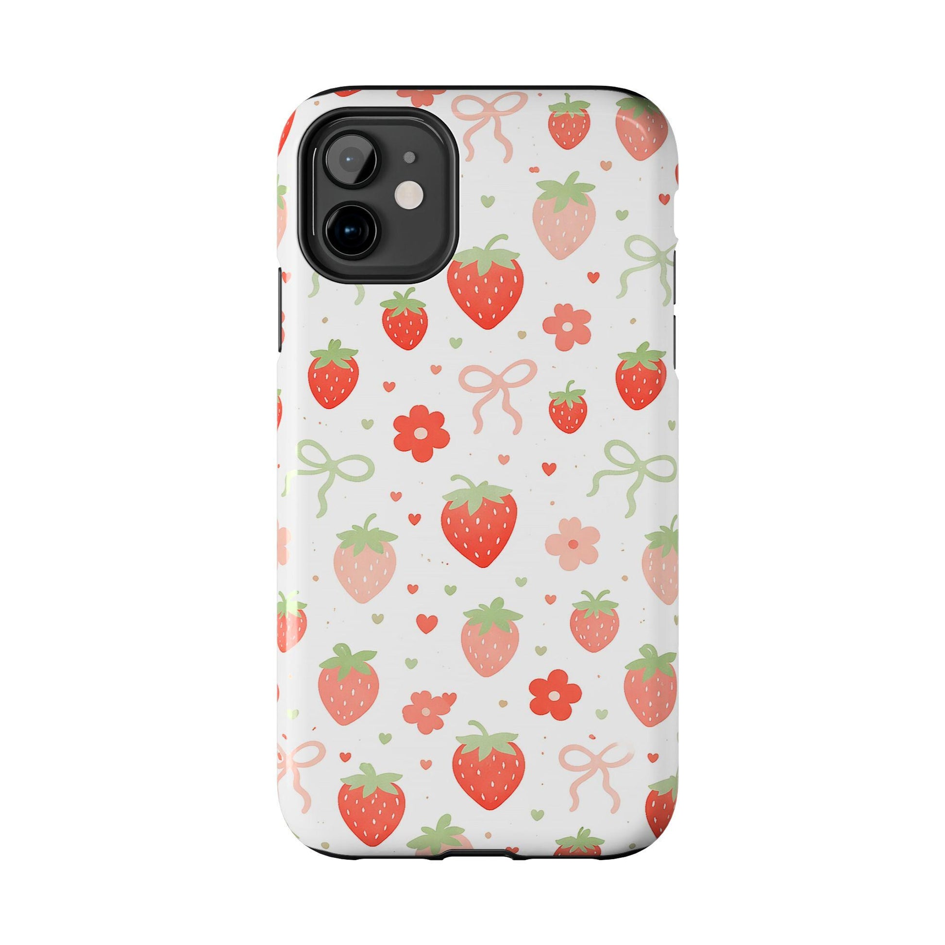 Strawberry Daisy Phone Case, Pink Cute iPhone Cover