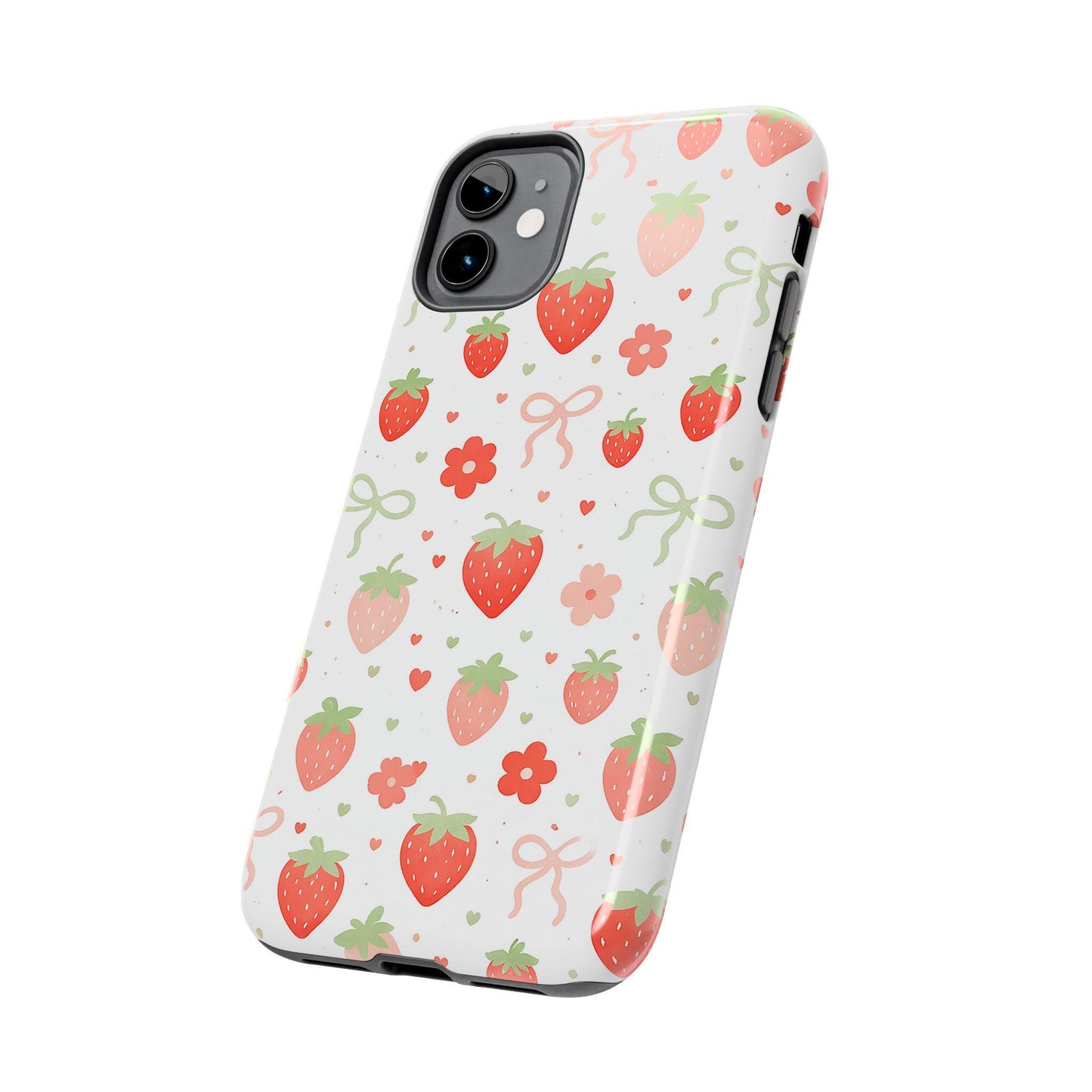 Strawberry Daisy Phone Case, Pink Cute iPhone Cover