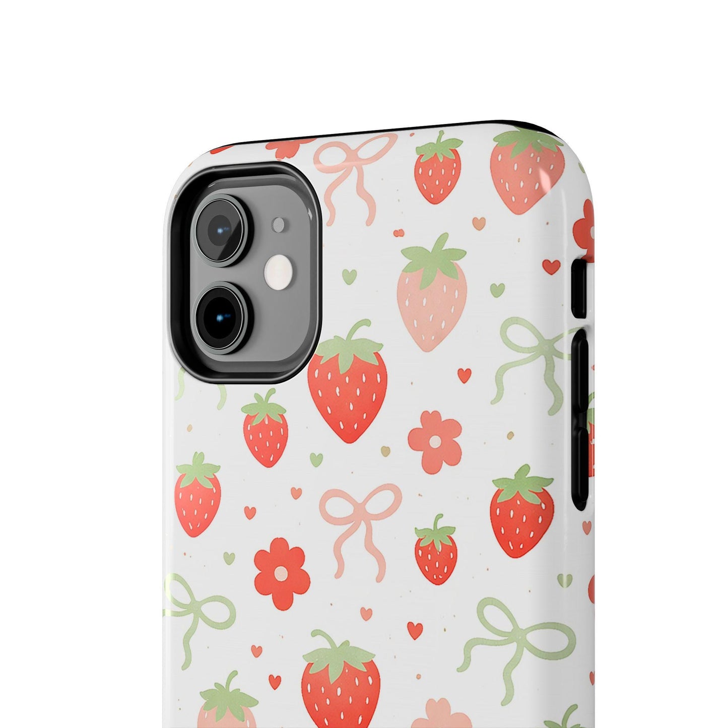 Strawberry Daisy Phone Case, Pink Cute iPhone Cover