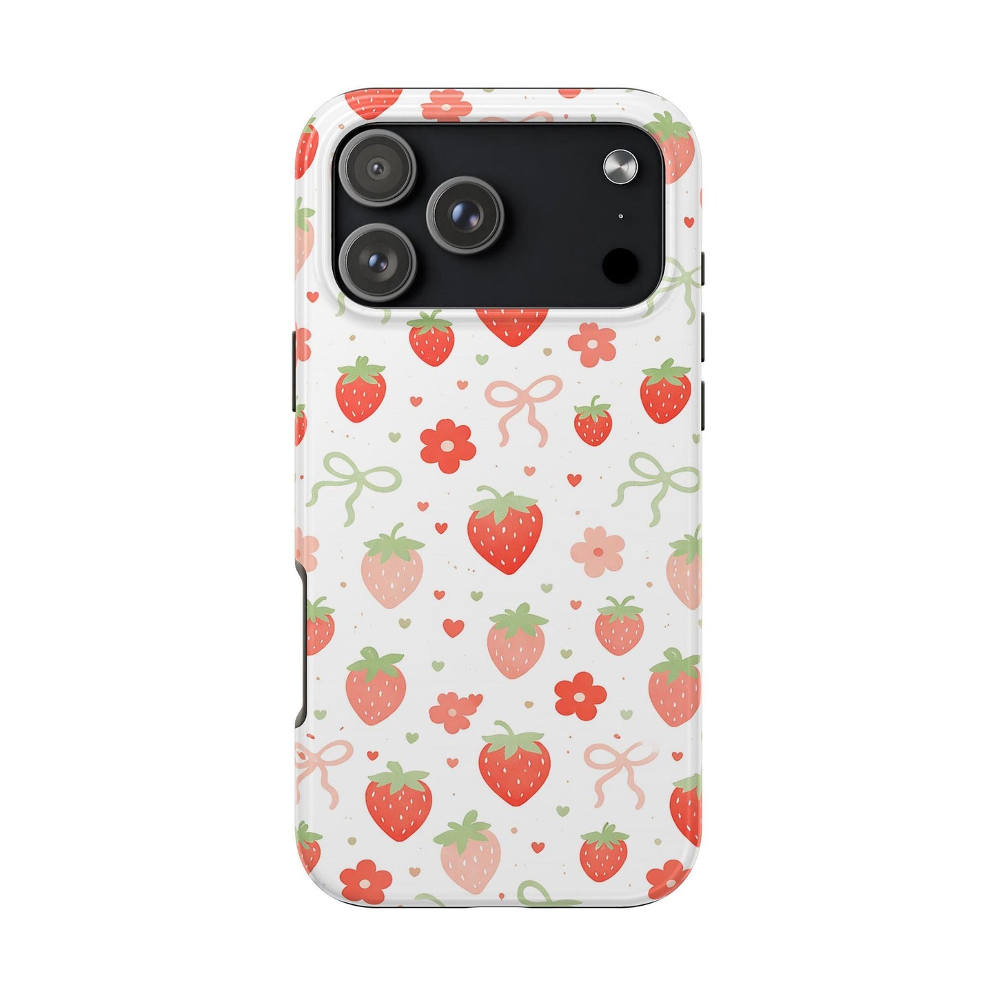 Strawberry Daisy Phone Case, Pink Cute iPhone Cover