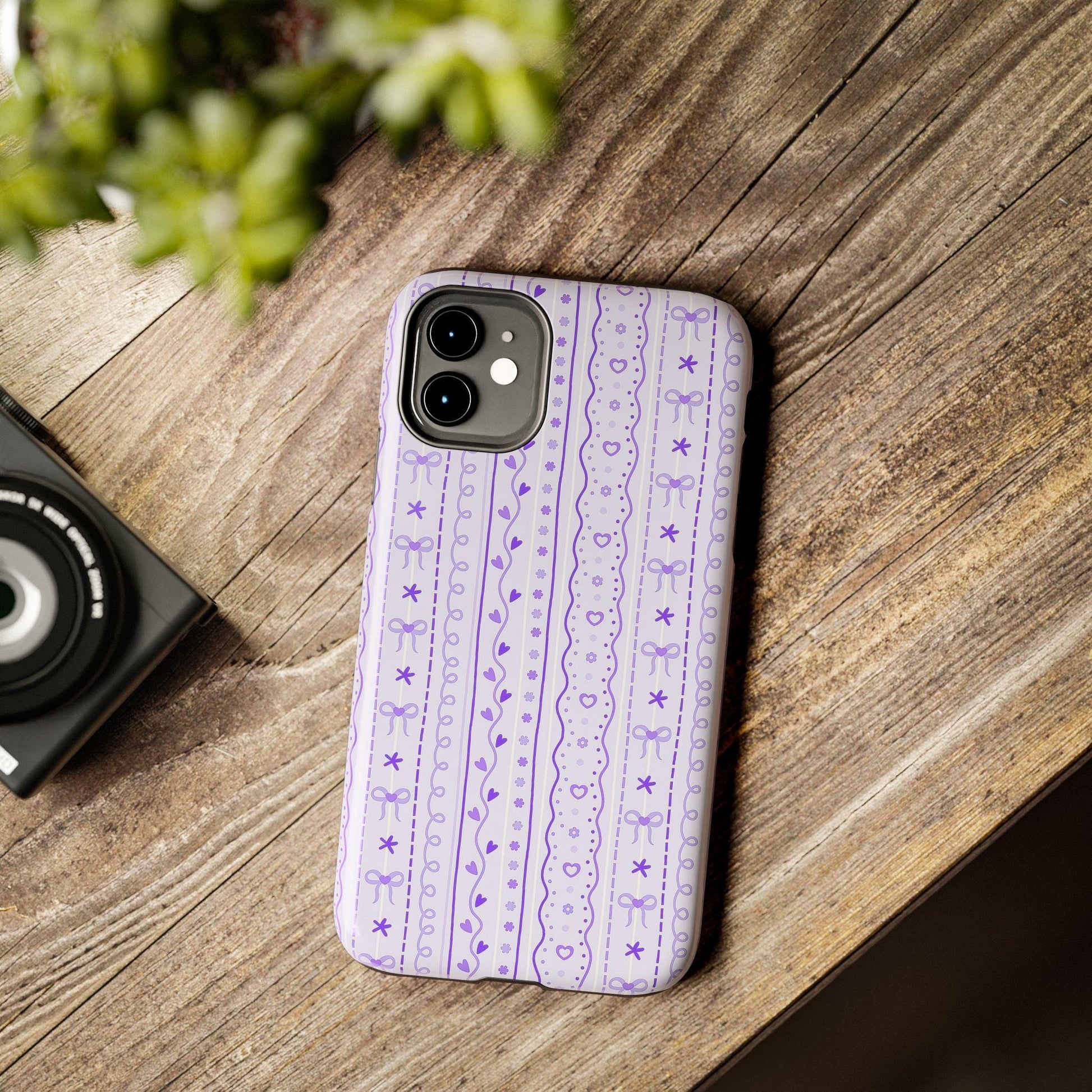 Purple Coquette Bow Phone Case, Cute iPhone Cover