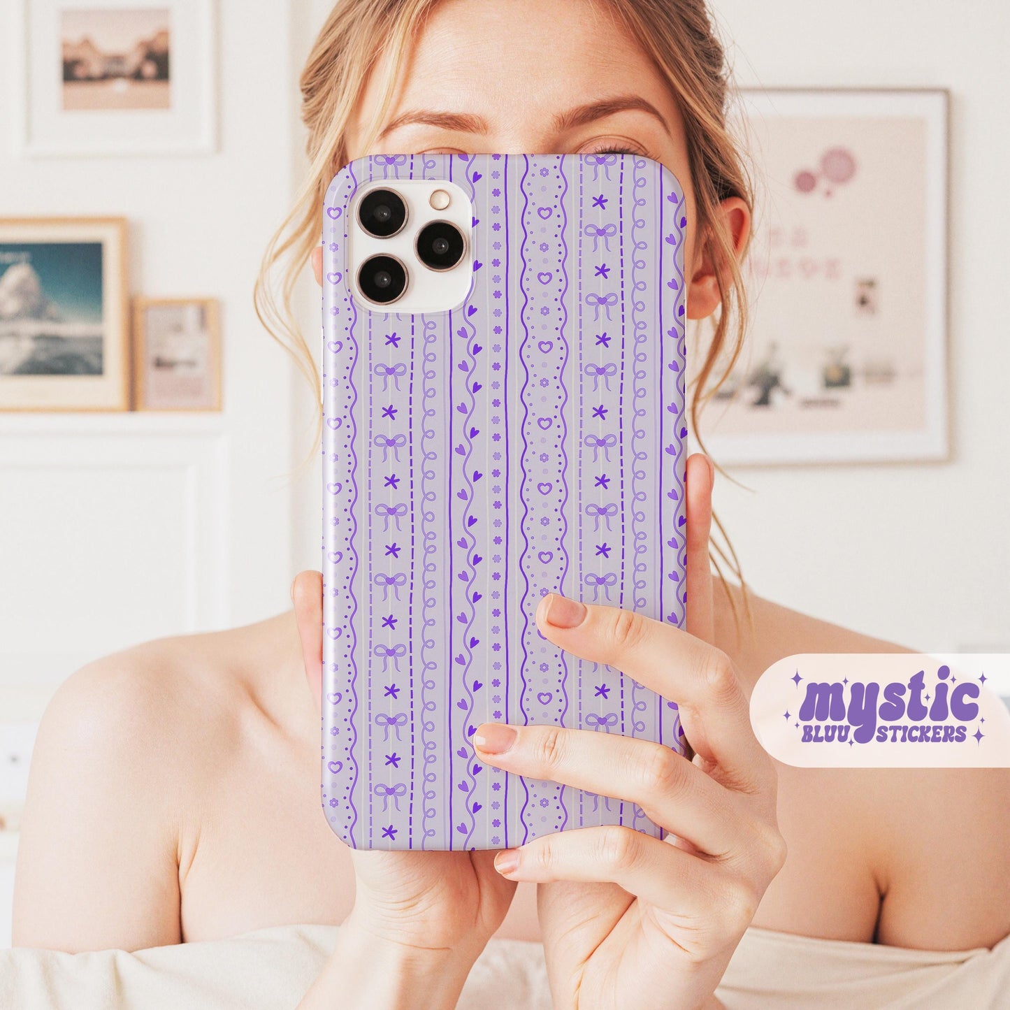 Purple Coquette Bow Phone Case, Cute iPhone Cover
