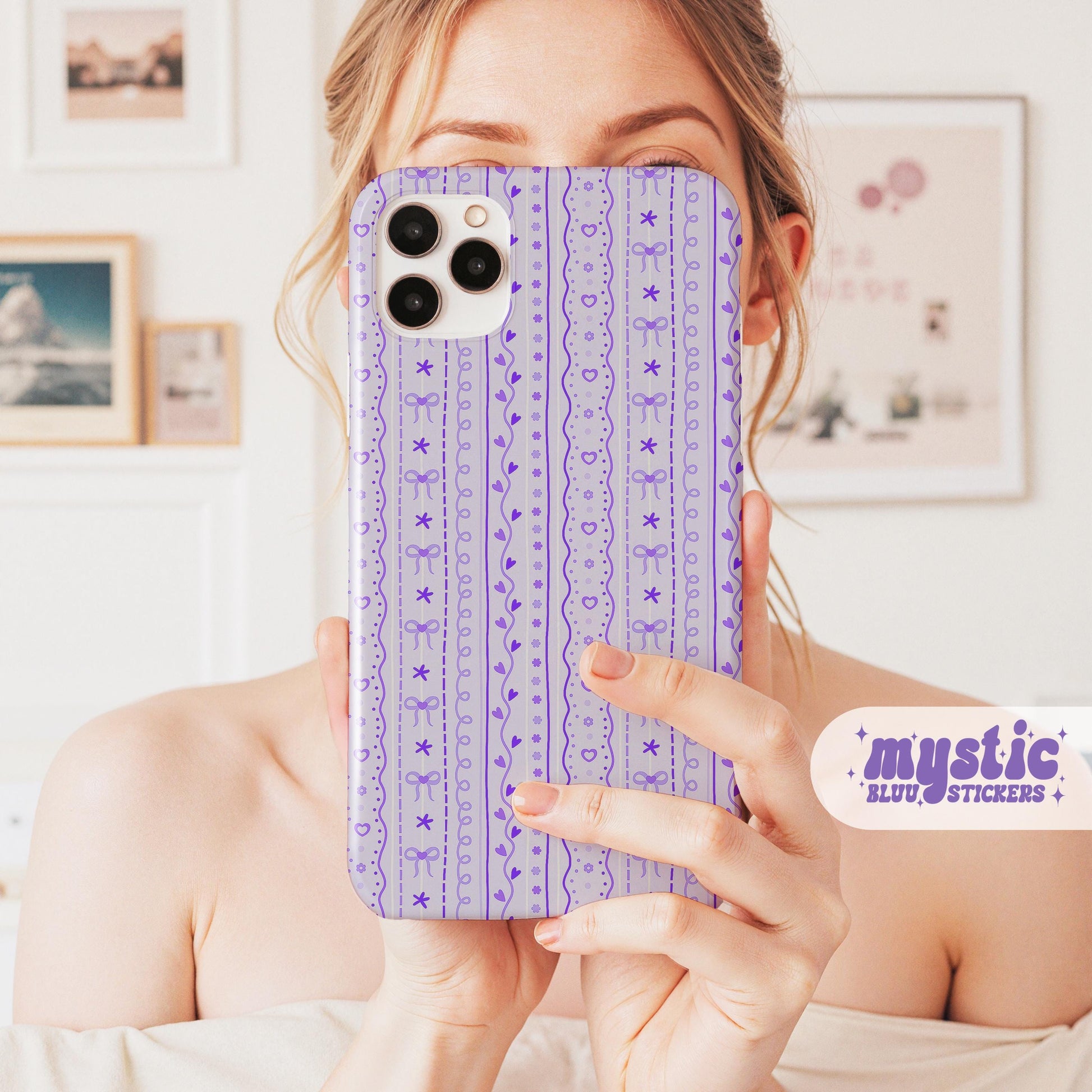 Purple Coquette Bow Phone Case, Cute iPhone Cover