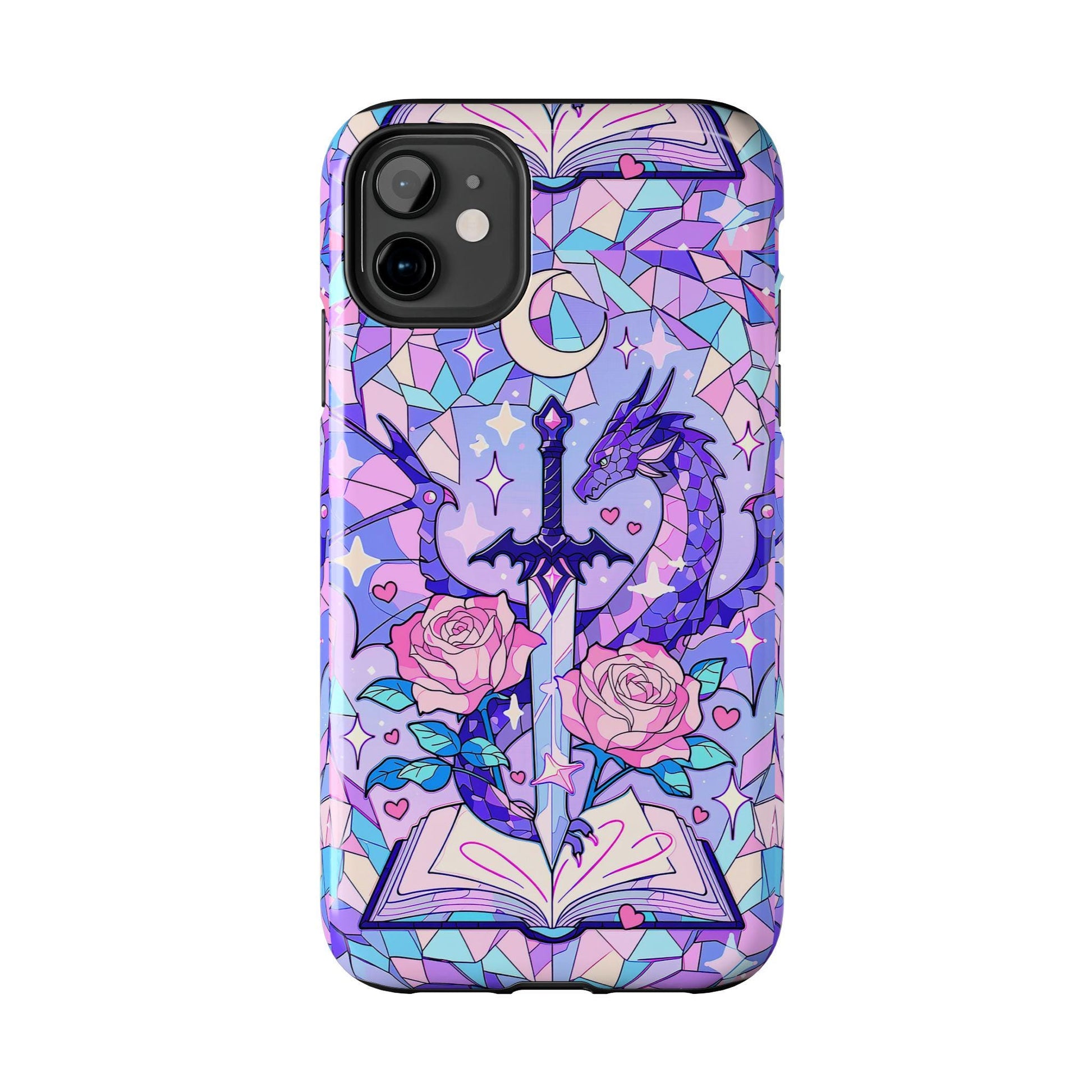 Fantasy Dragon Sword Phone Case, Stained Glass iPhone Cover