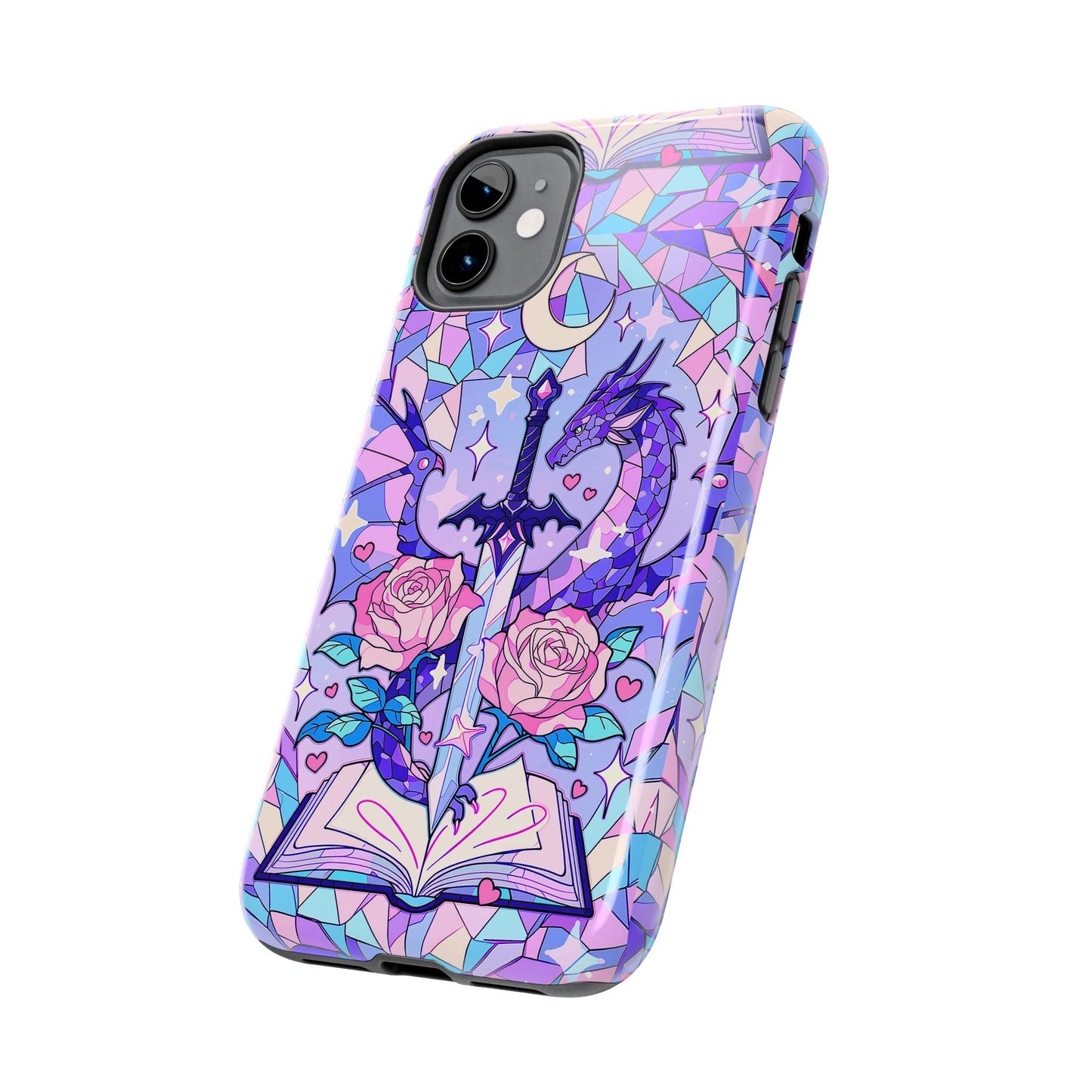 Fantasy Dragon Sword Phone Case, Stained Glass iPhone Cover
