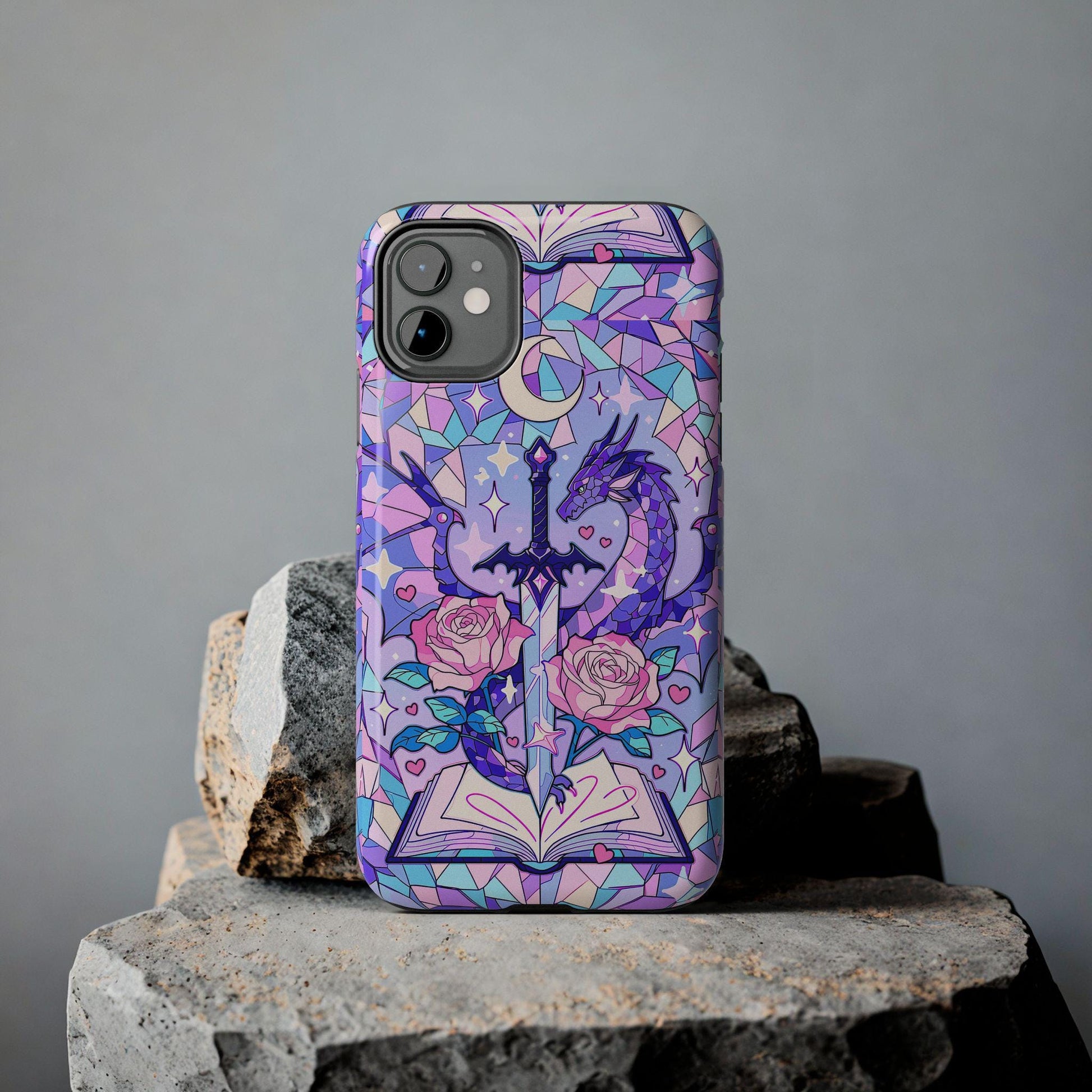 Fantasy Dragon Sword Phone Case, Stained Glass iPhone Cover