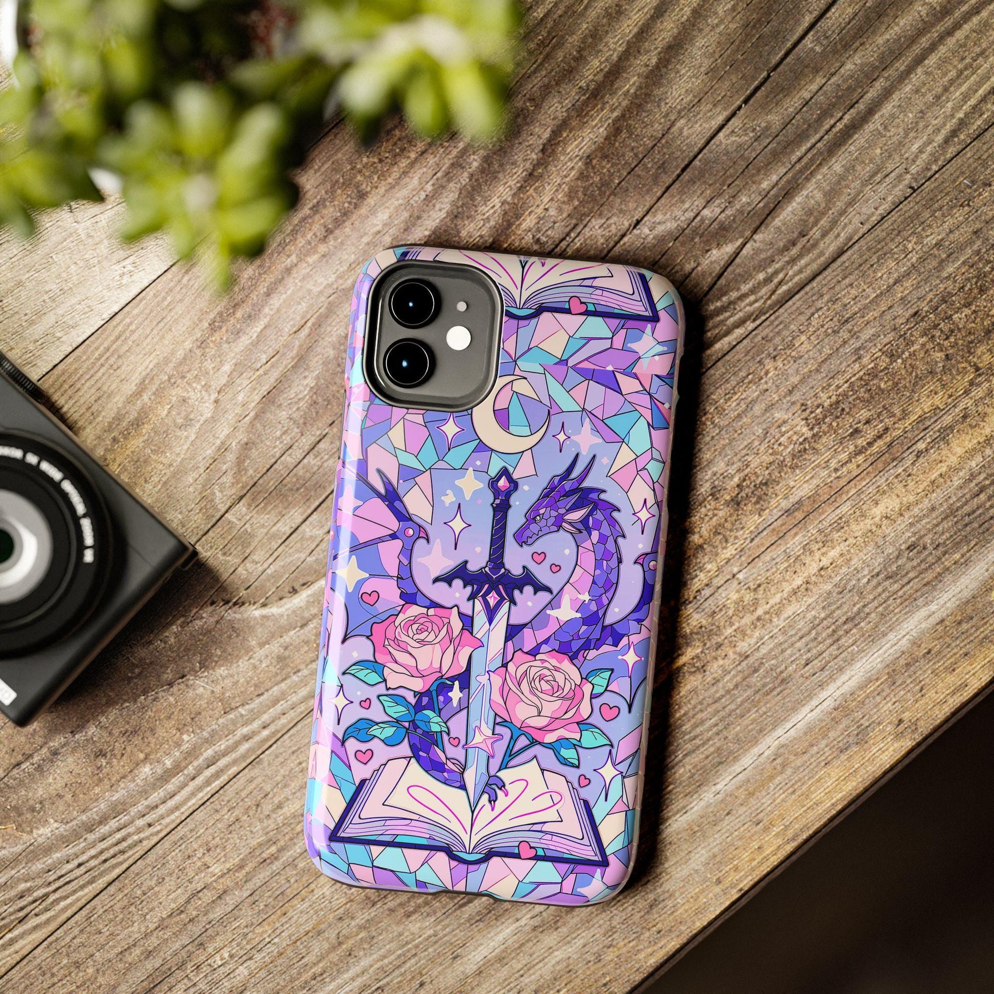 Fantasy Dragon Sword Phone Case, Stained Glass iPhone Cover