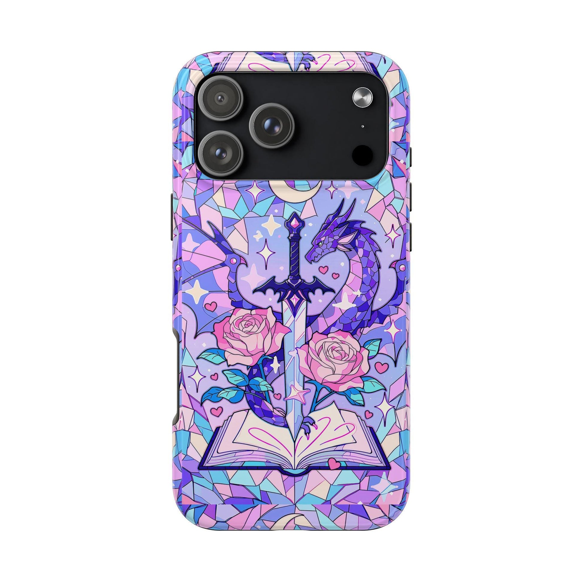 Fantasy Dragon Sword Phone Case, Stained Glass iPhone Cover