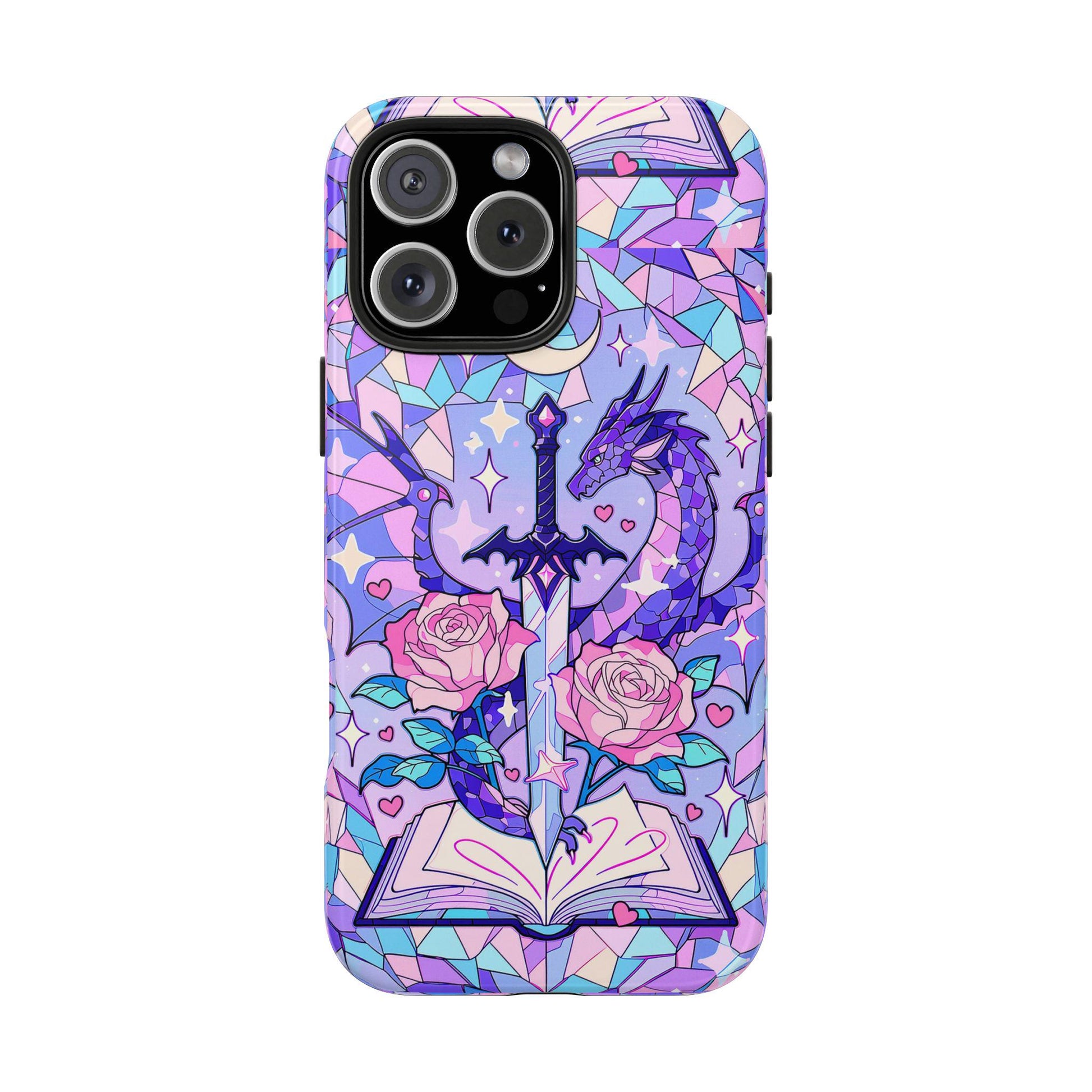 Fantasy Dragon Sword Phone Case, Stained Glass iPhone Cover
