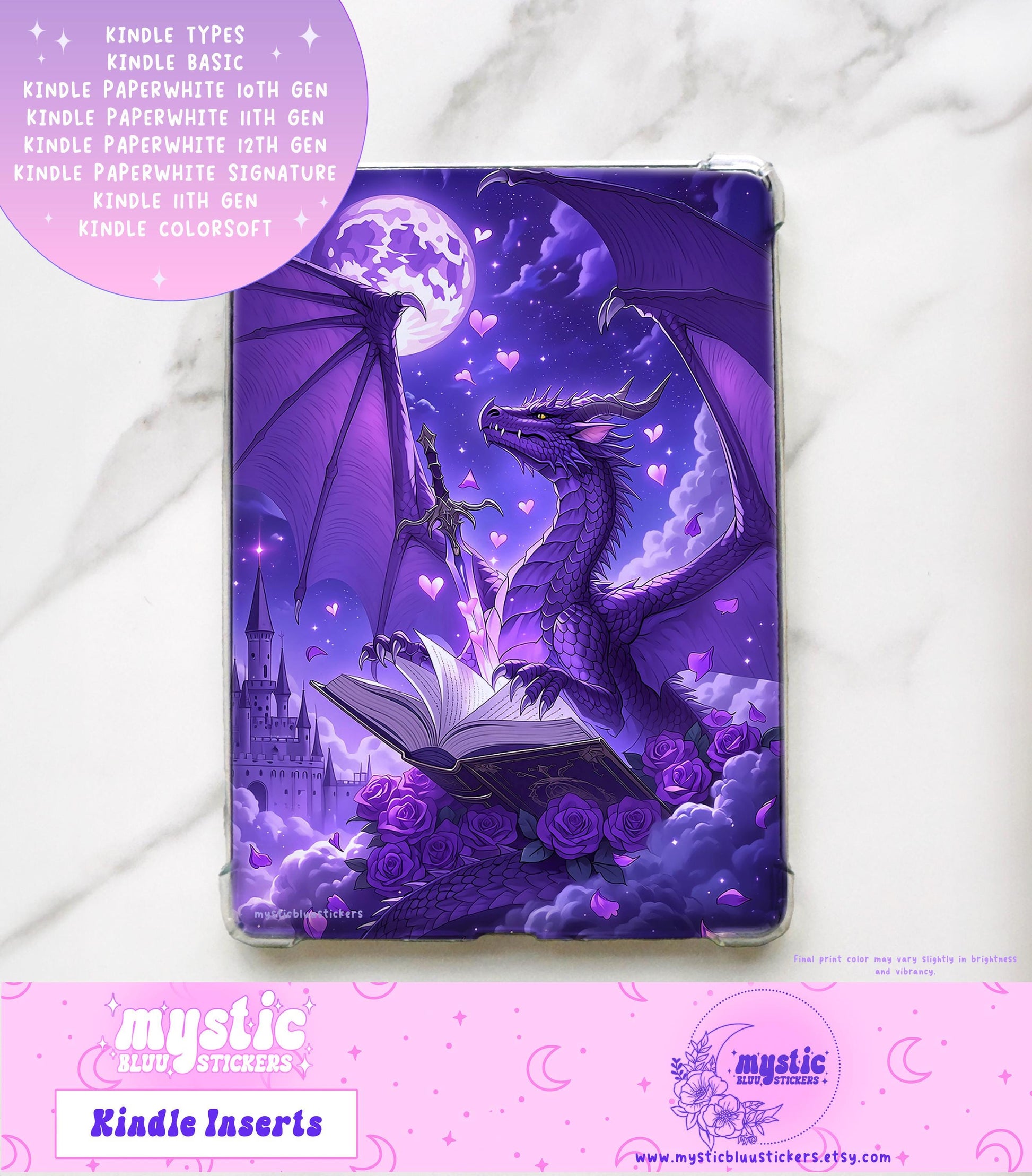 Dragon Fantasy Kindle Insert: Holographic Cardstock, Paperwhite 12th Gen