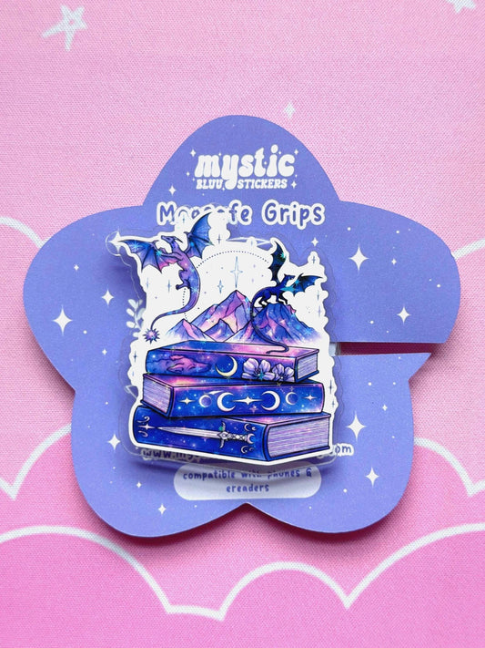 Fantasy Book MagSafe Kindle Grip: Holographic 2D Dragon Phone Grip