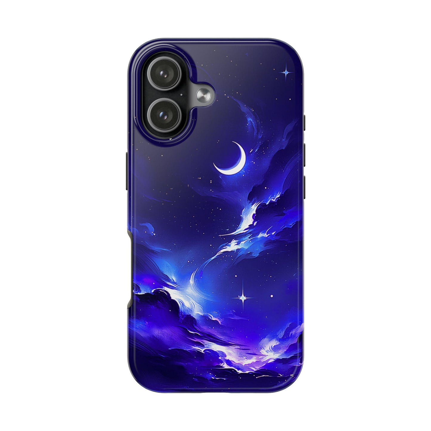 Celestial Moon iPhone Case, Indigo Night Sky Design