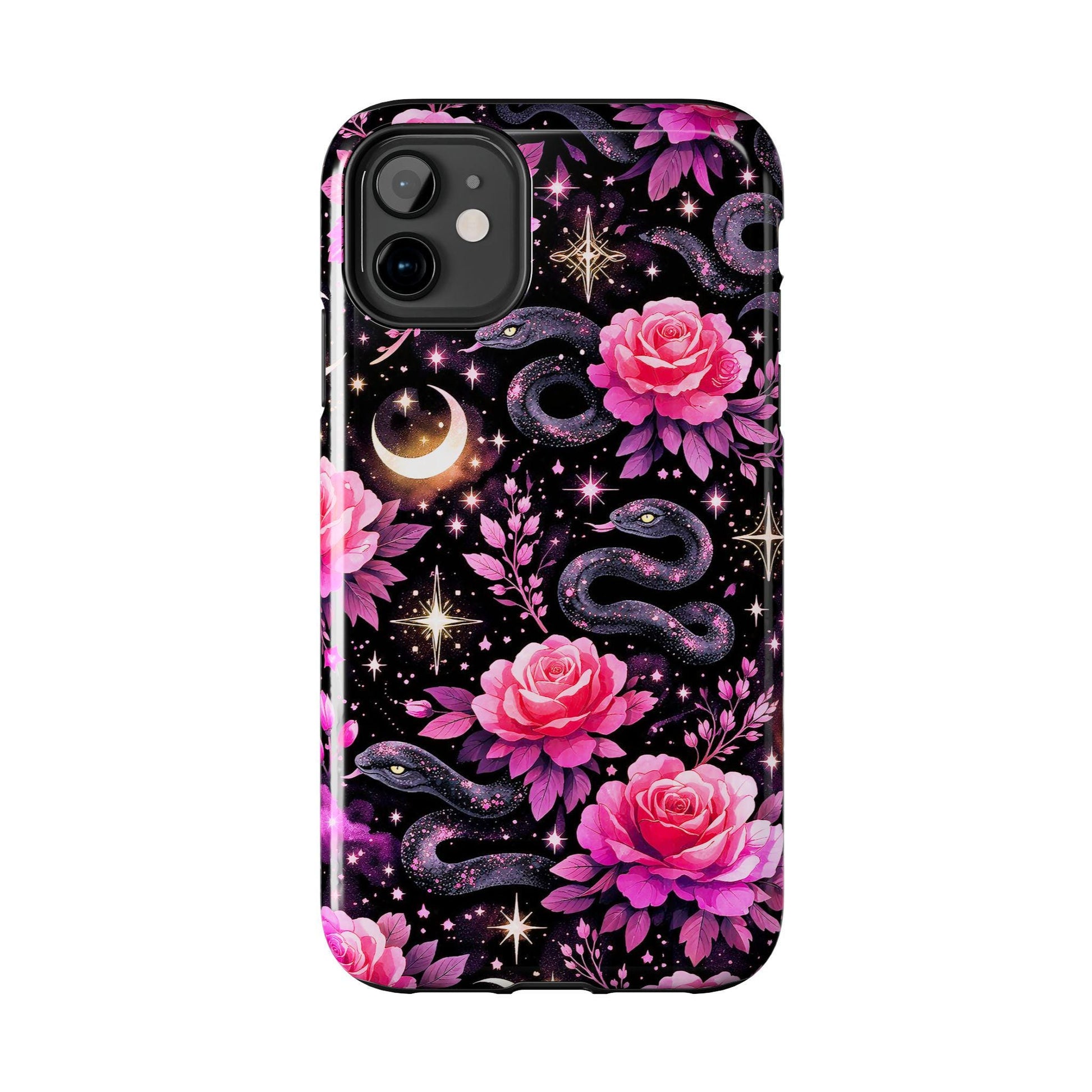 Celestial Moon Phone Case, Rose Snake iPhone Cover iPhone 17 16 15 14 Pro Max Samsung s23 s24 s25