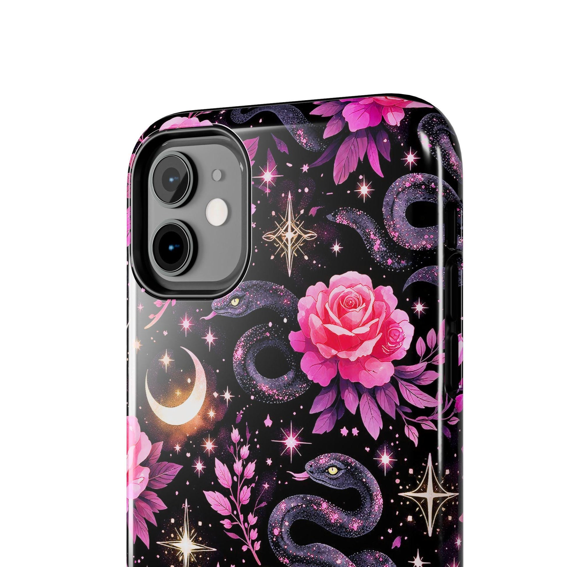 Celestial Moon Phone Case, Rose Snake iPhone Cover iPhone 17 16 15 14 Pro Max Samsung s23 s24 s25