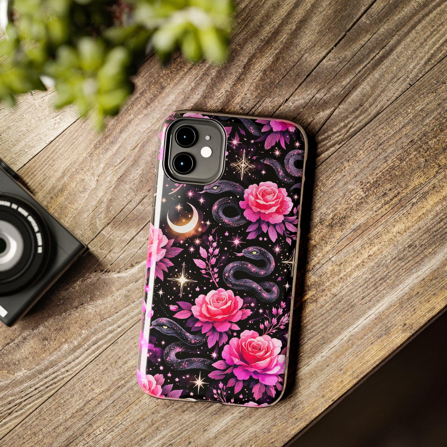 Celestial Moon Phone Case, Rose Snake iPhone Cover iPhone 17 16 15 14 Pro Max Samsung s23 s24 s25