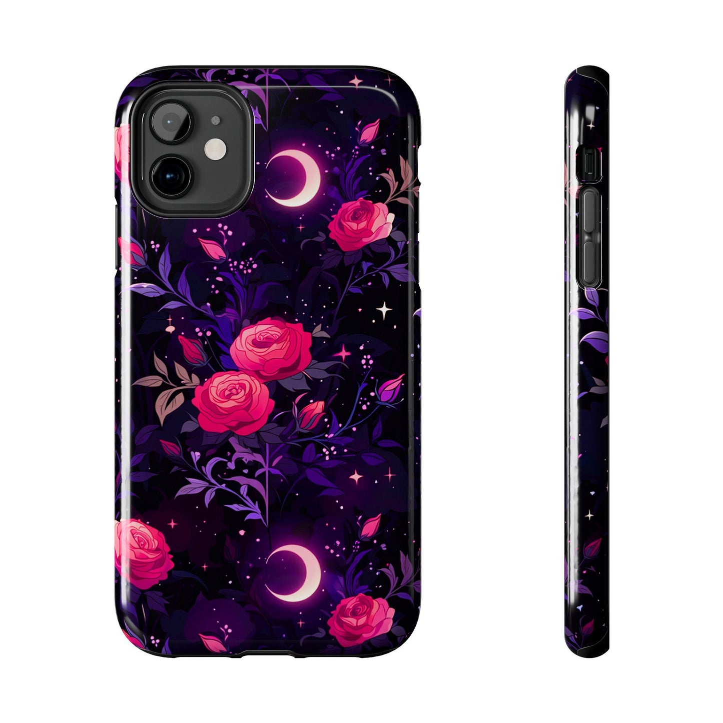 Celestial Moon Phone Case, Rose iPhone Cover iPhone 17 16 15 14 Pro Max Samsung s23 s24 s25