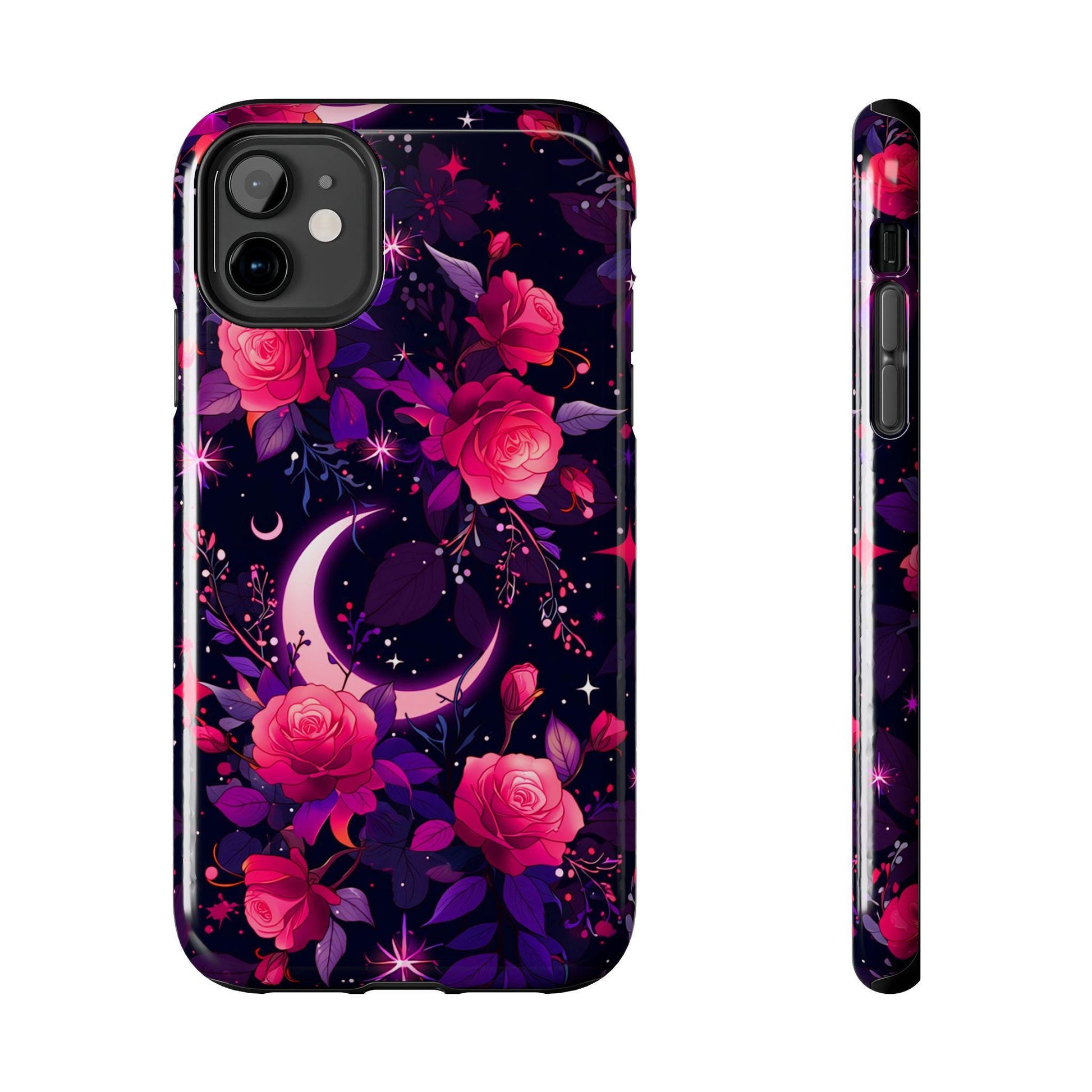 Celestial Moon Phone Case, Rose iPhone Cover iPhone 17 16 15 14 Pro Max Samsung s23 s24 s25