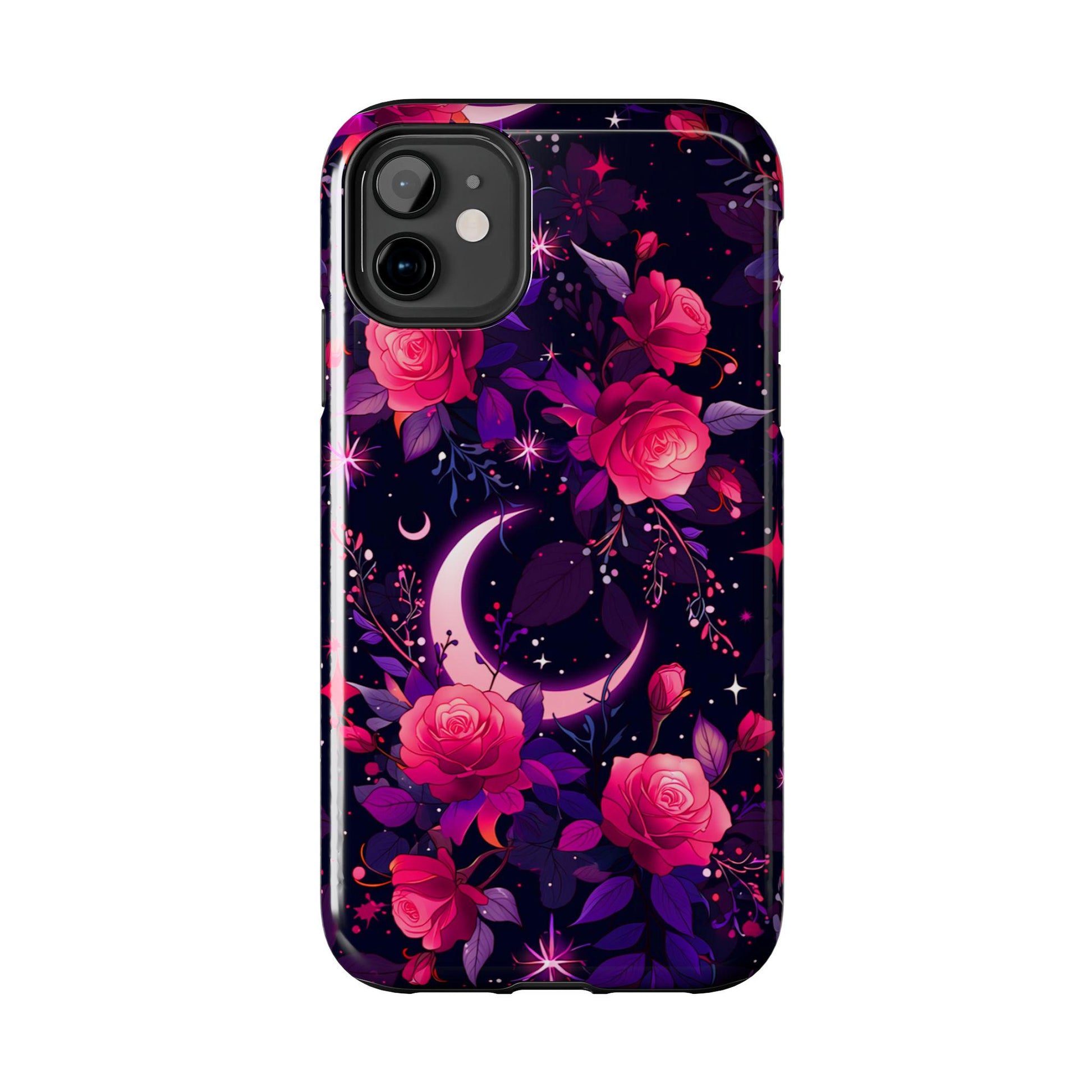 Celestial Moon Phone Case, Rose iPhone Cover iPhone 17 16 15 14 Pro Max Samsung s23 s24 s25