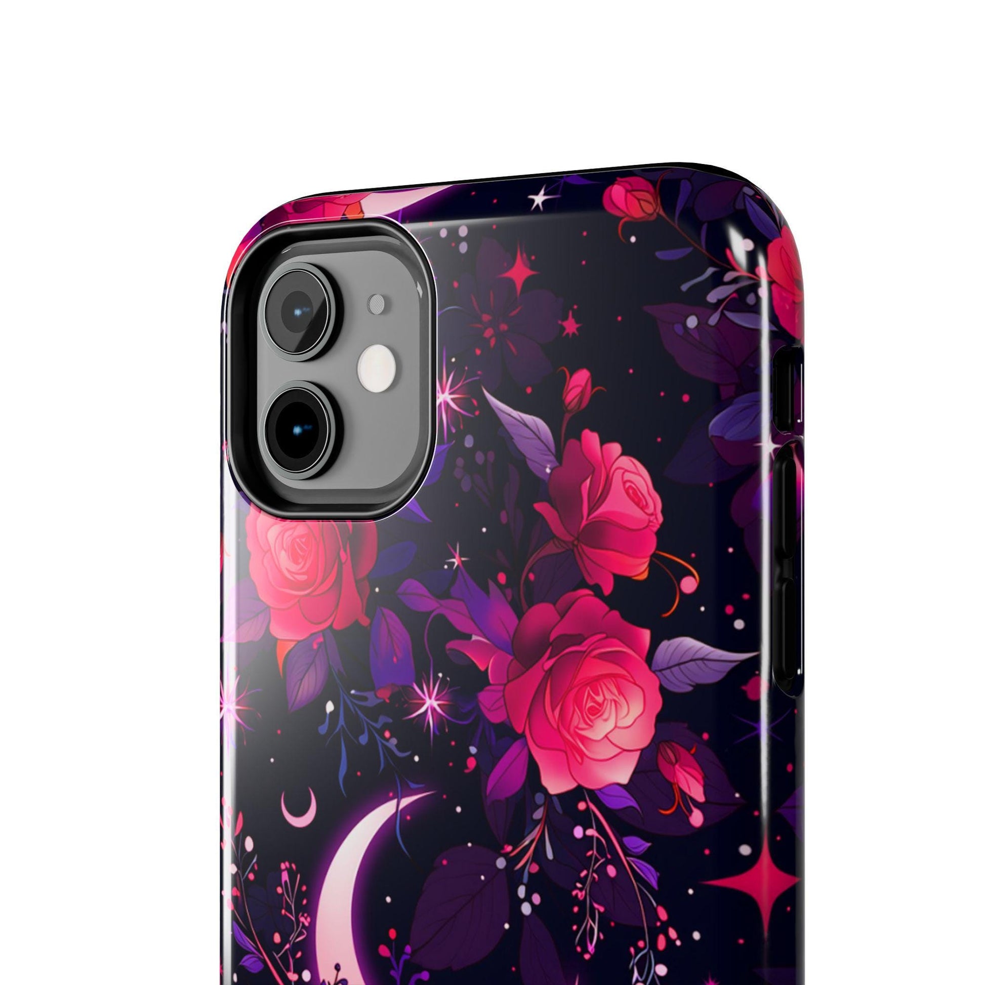 Celestial Moon Phone Case, Rose iPhone Cover iPhone 17 16 15 14 Pro Max Samsung s23 s24 s25