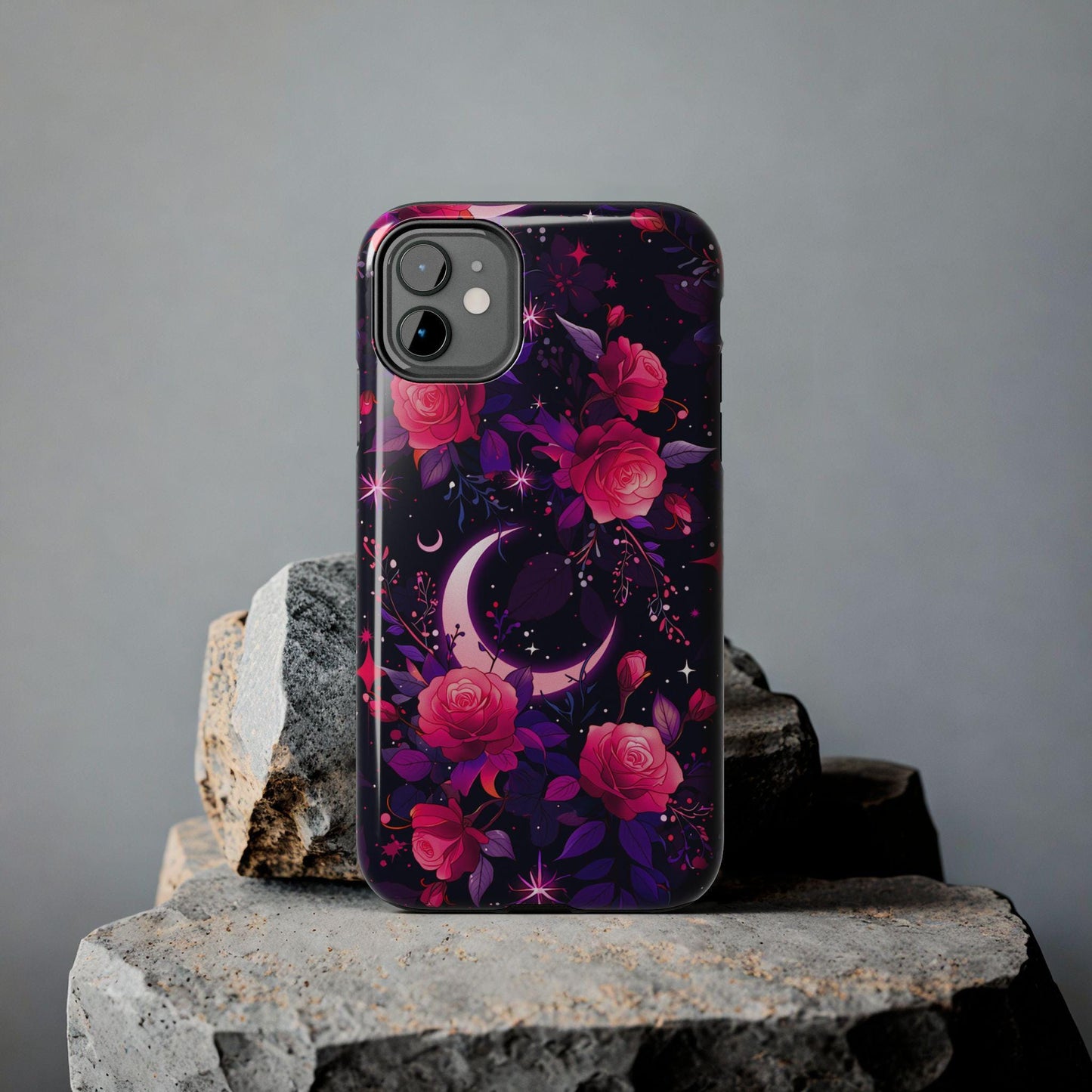Celestial Moon Phone Case, Rose iPhone Cover iPhone 17 16 15 14 Pro Max Samsung s23 s24 s25