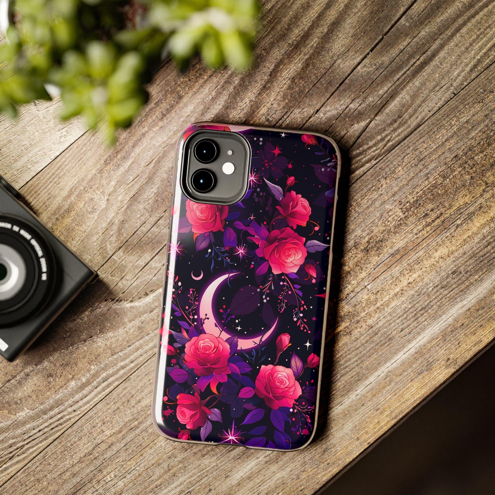 Celestial Moon Phone Case, Rose iPhone Cover iPhone 17 16 15 14 Pro Max Samsung s23 s24 s25