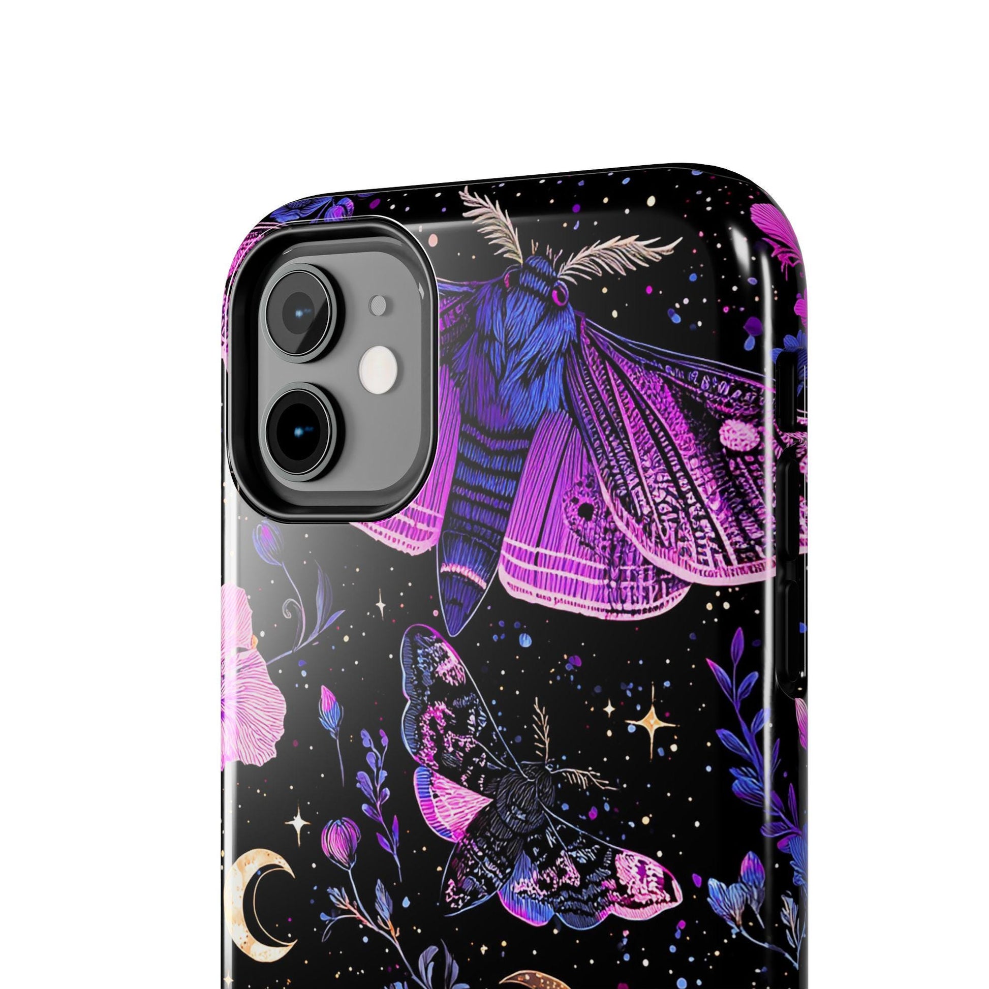 Celestial Moth Moon Phone Case, Mystic Floral iPhone Cover