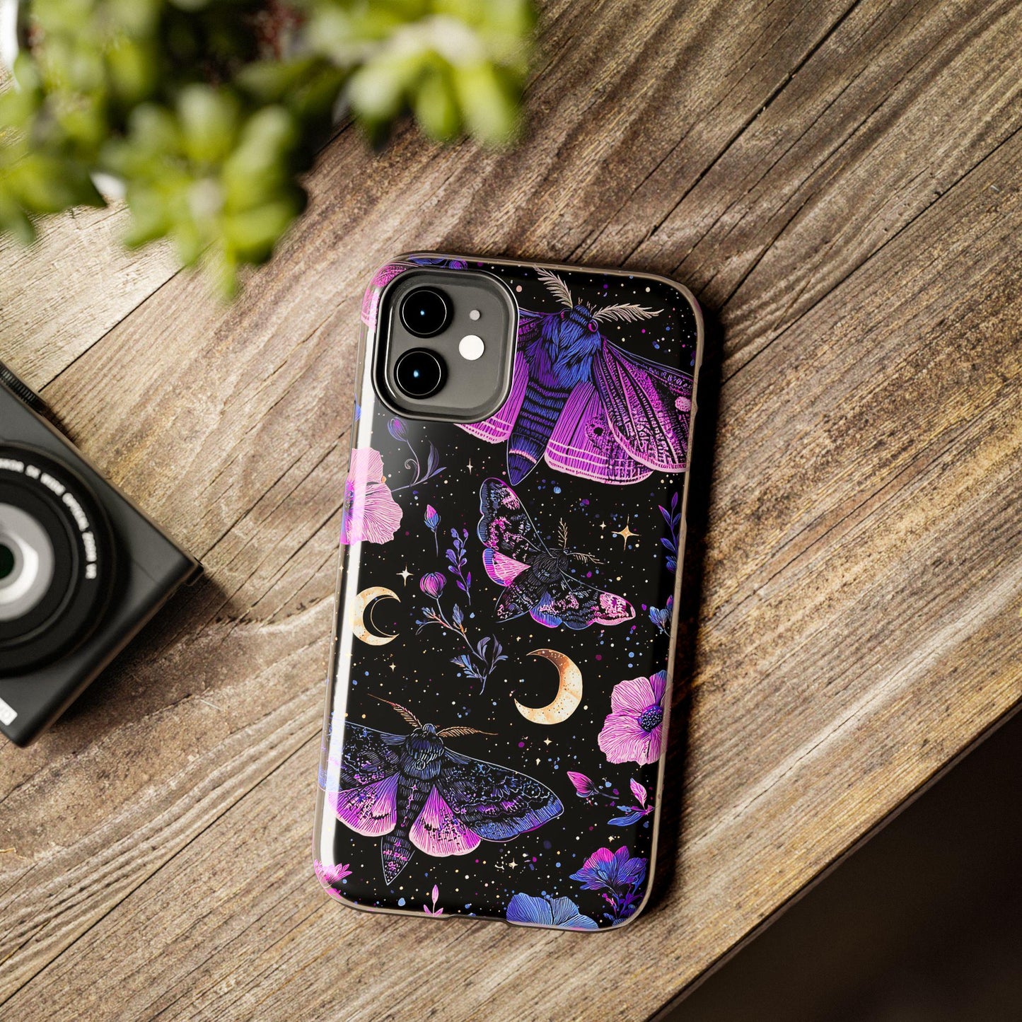 Celestial Moth Moon Phone Case, Mystic Floral iPhone Cover