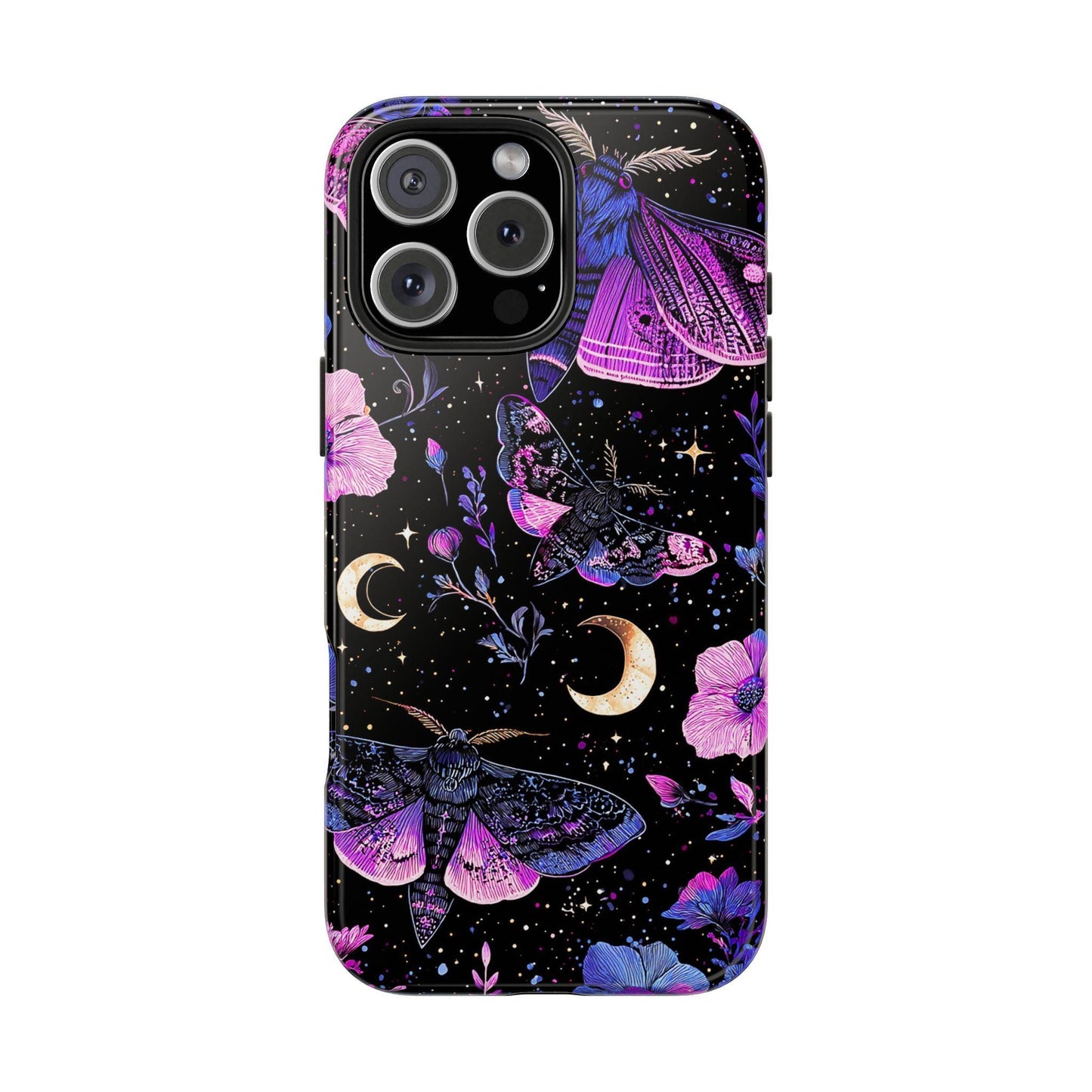 Celestial Moth Moon Phone Case, Mystic Floral iPhone Cover