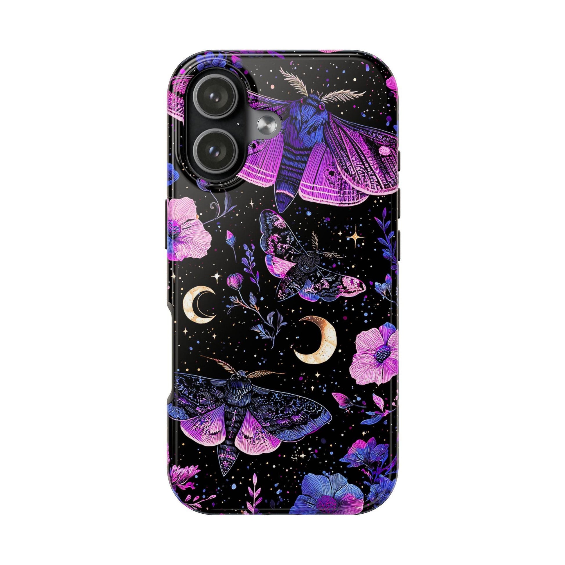 Celestial Moth Moon Phone Case, Mystic Floral iPhone Cover