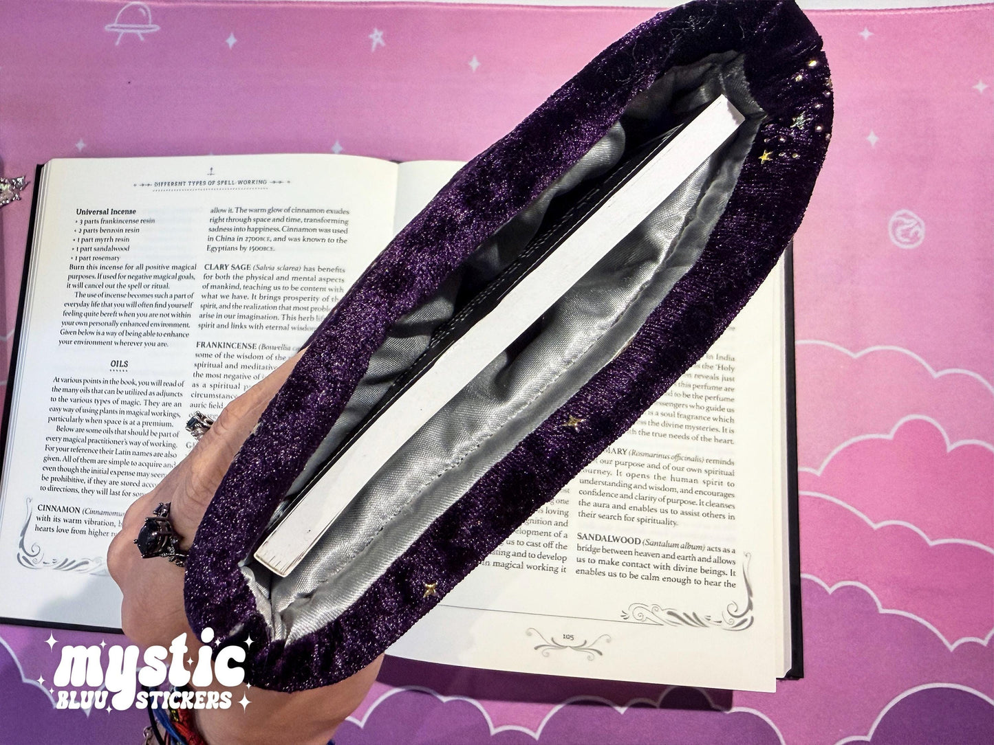 Celestial Velvet Kindle Sleeve – Purple Starry Moons E-Reader Pouch
