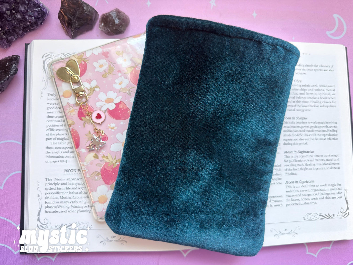 Deep Teal Kindle Sleeve – Padded E-Reader Pouch With Gold Satin