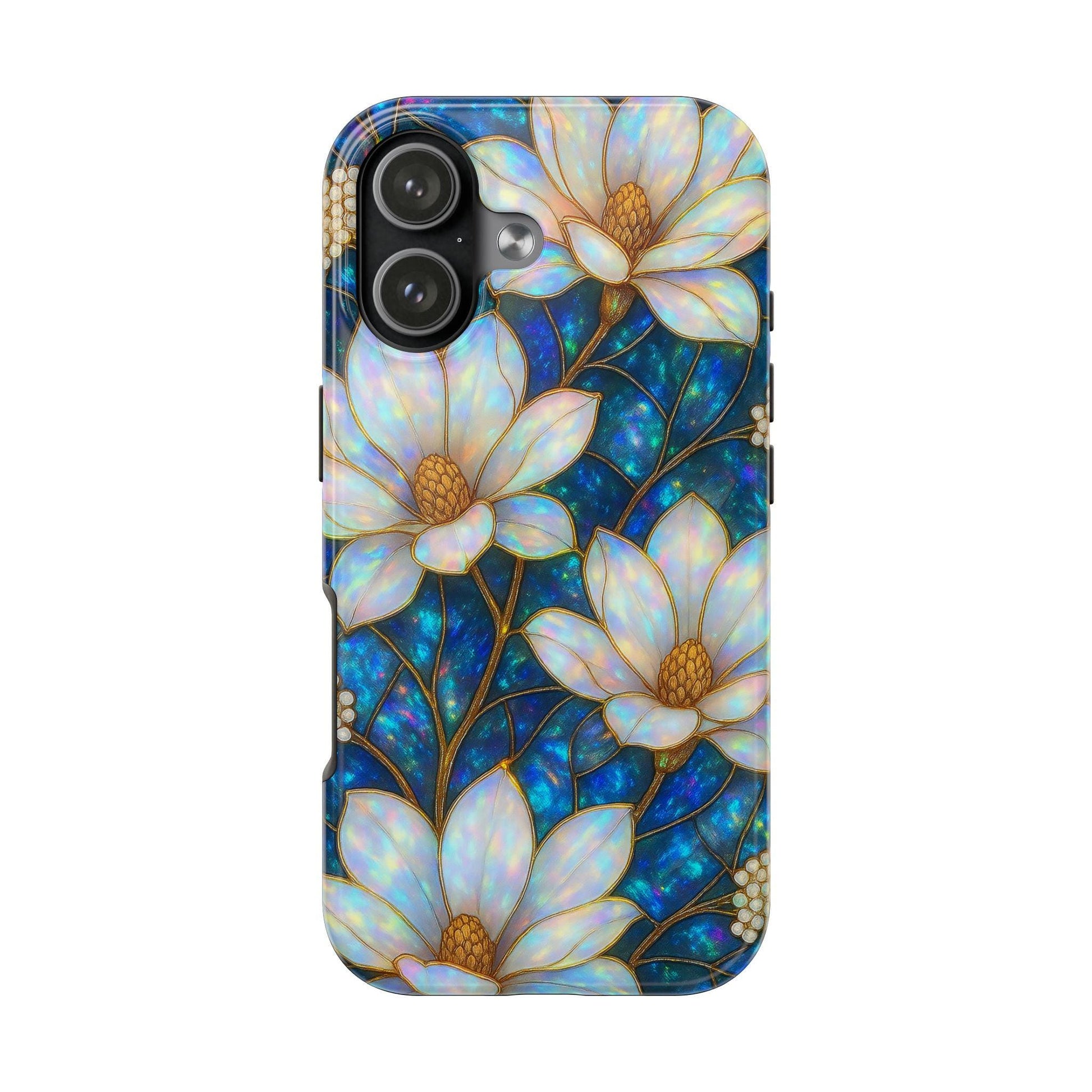 Magnolia Phone Case, 2D Stained Glass Floral iPhone Cover