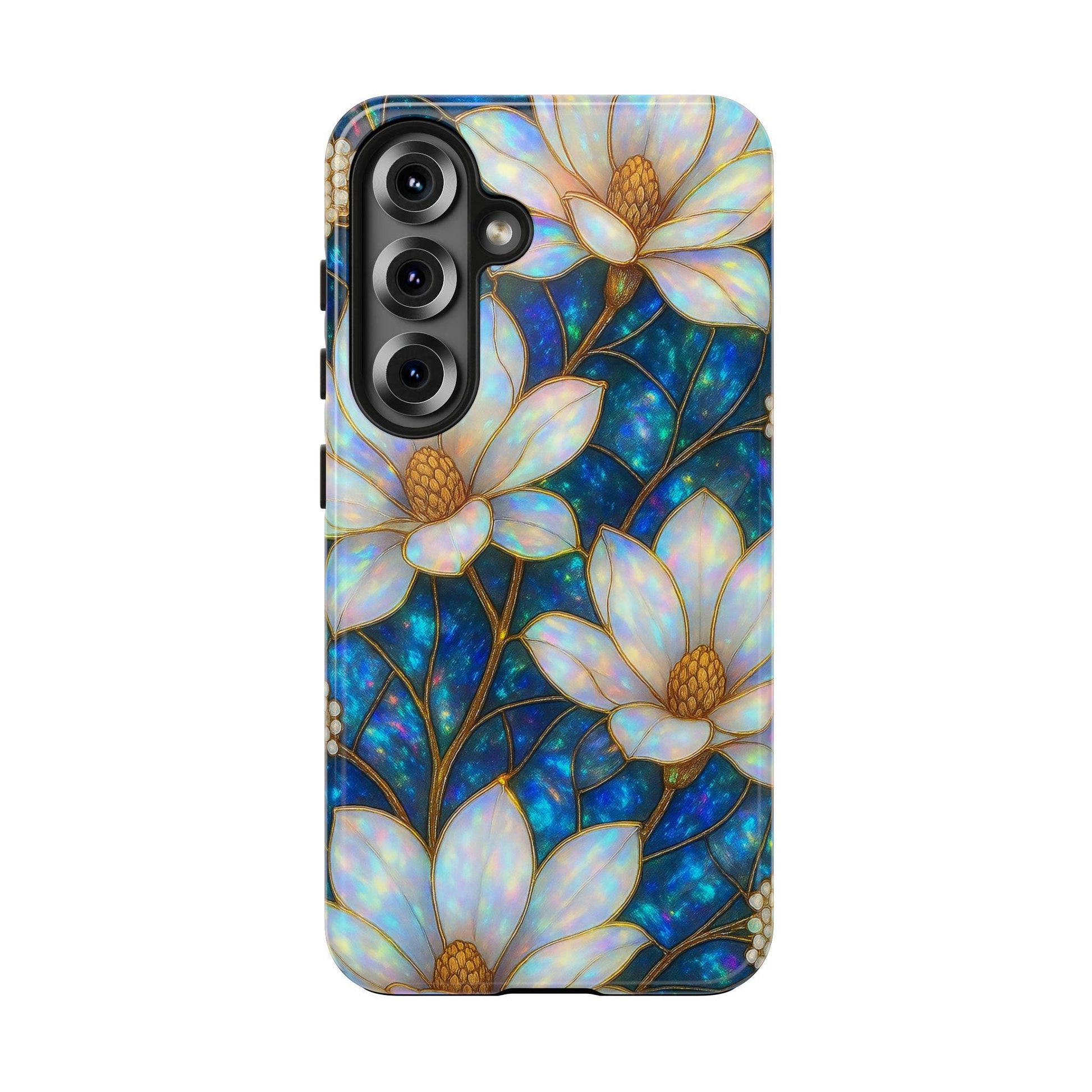 Magnolia Phone Case, 2D Stained Glass Floral iPhone Cover