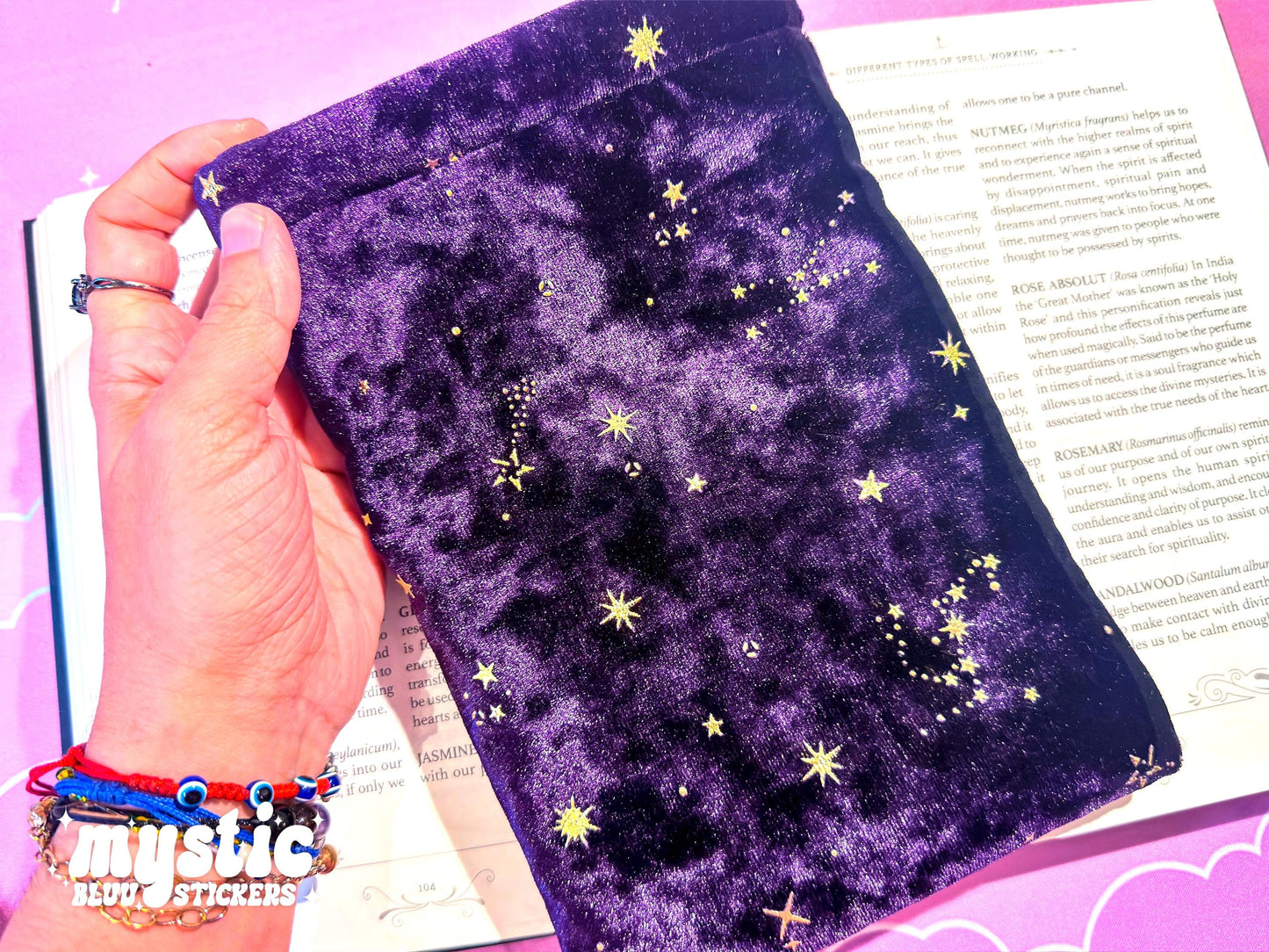 Celestial Velvet Kindle Sleeve – Purple Starry Moons E-Reader Pouch
