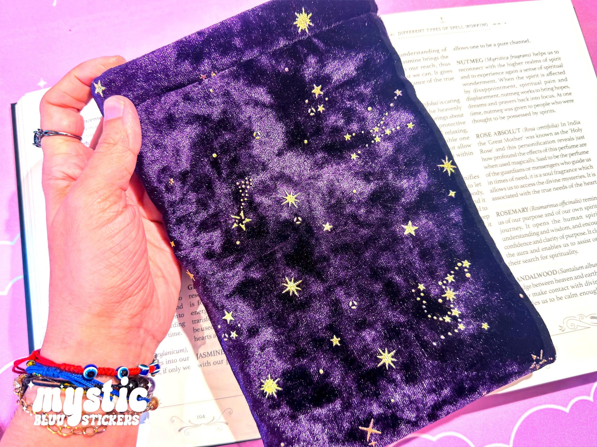 Celestial Velvet Kindle Sleeve – Purple Starry Moons E-Reader Pouch