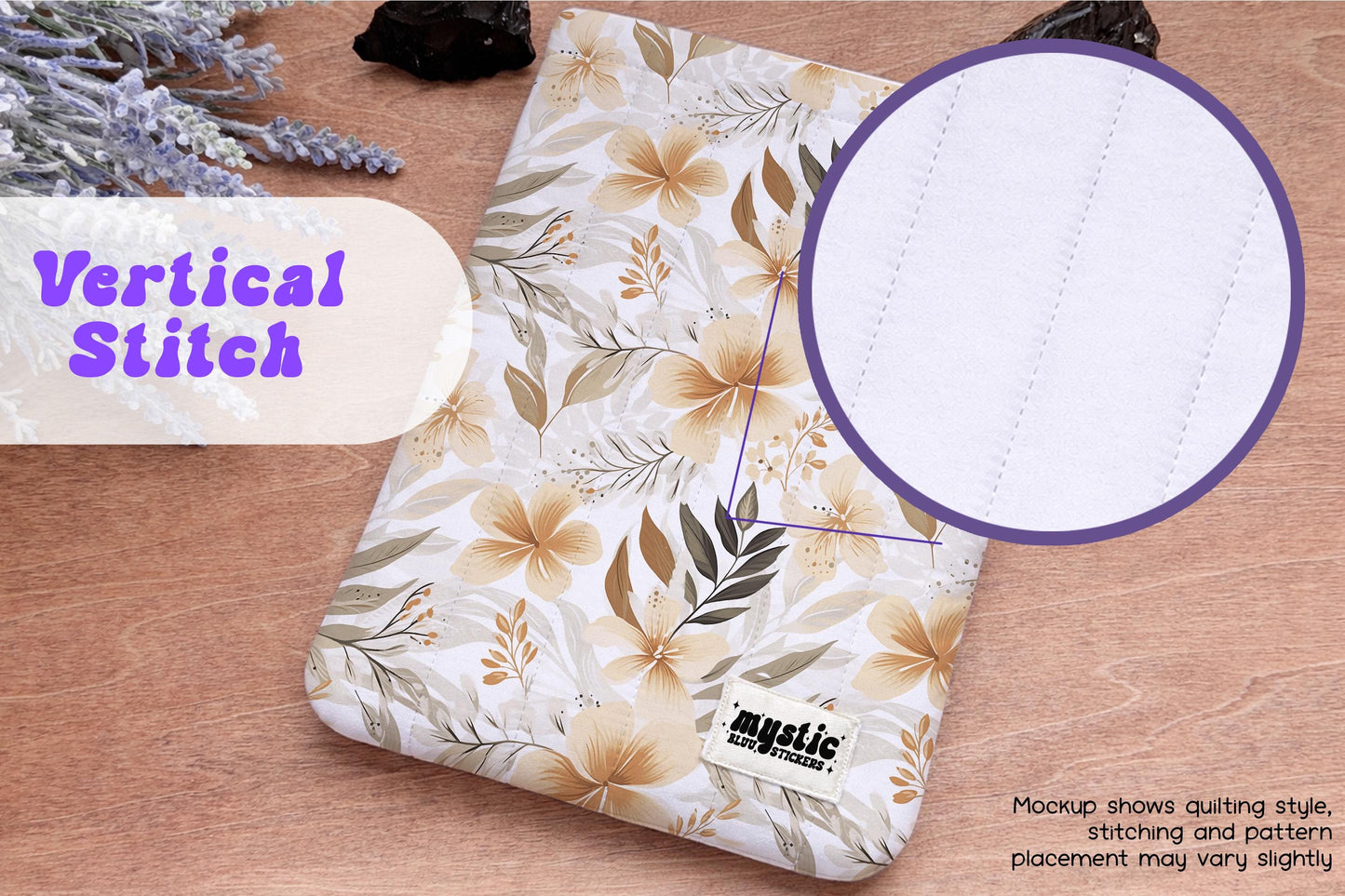 Quilted Kindle Sleeve – Boho Floral Padded E-Reader & iPad Mini Case
