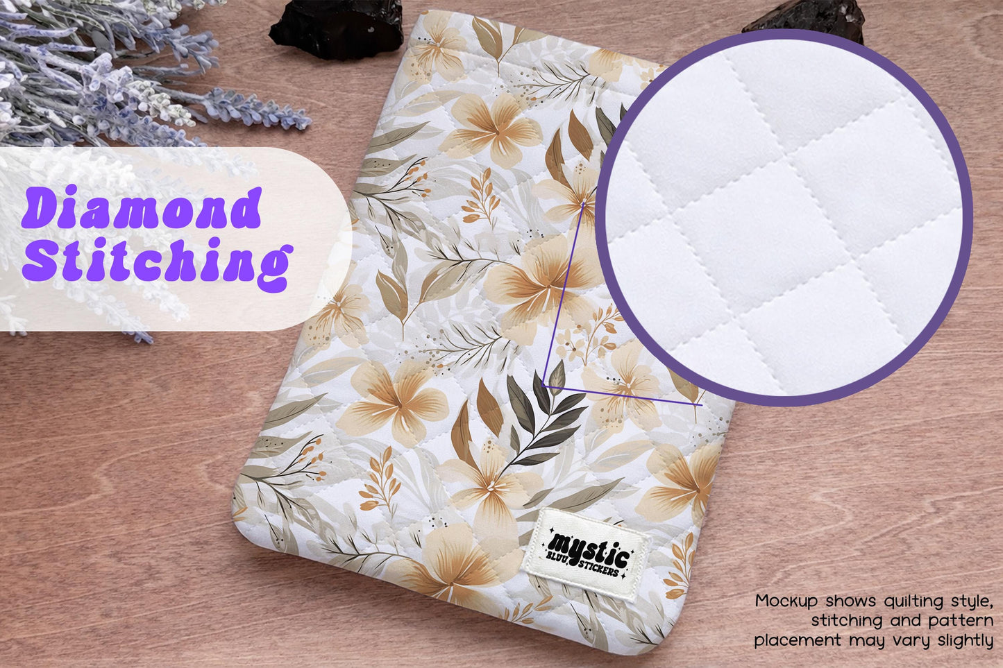 Quilted Kindle Sleeve – Boho Floral Padded E-Reader & iPad Mini Case