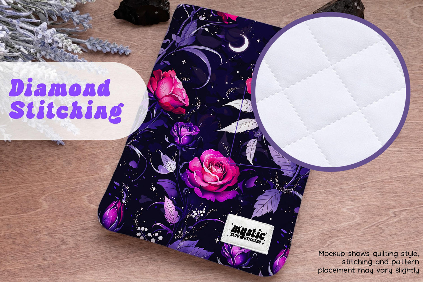 Quilted Kindle Sleeve – Celestial Rose Padded E-Reader & iPad Mini Case