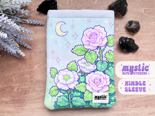 Quilted Kindle Sleeve – Moon Floral Padded E-Reader & iPad Mini Case