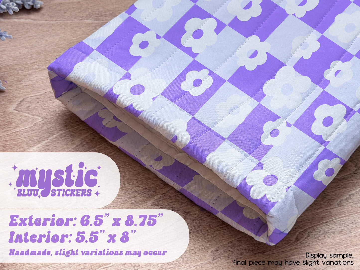 Purple Checkered Kindle Sleeve - Daisy Floral Padded E-Reader & iPad Mini Case